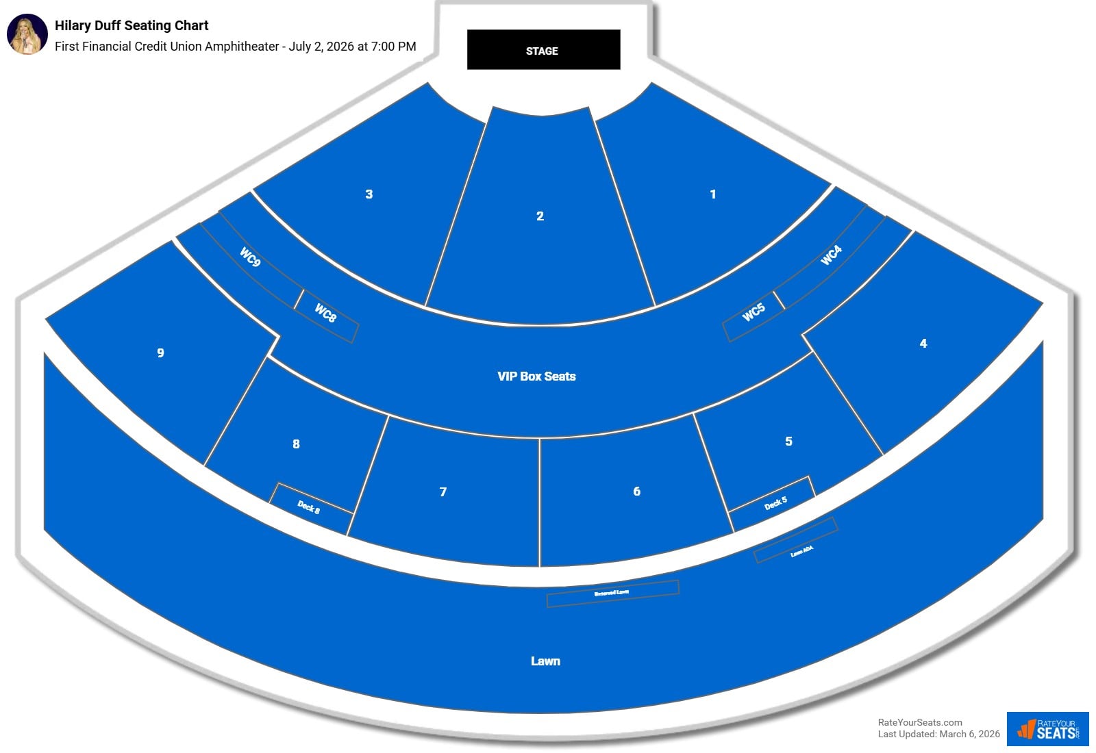Hilary Duff seating chart First Financial Credit Union Amphitheater