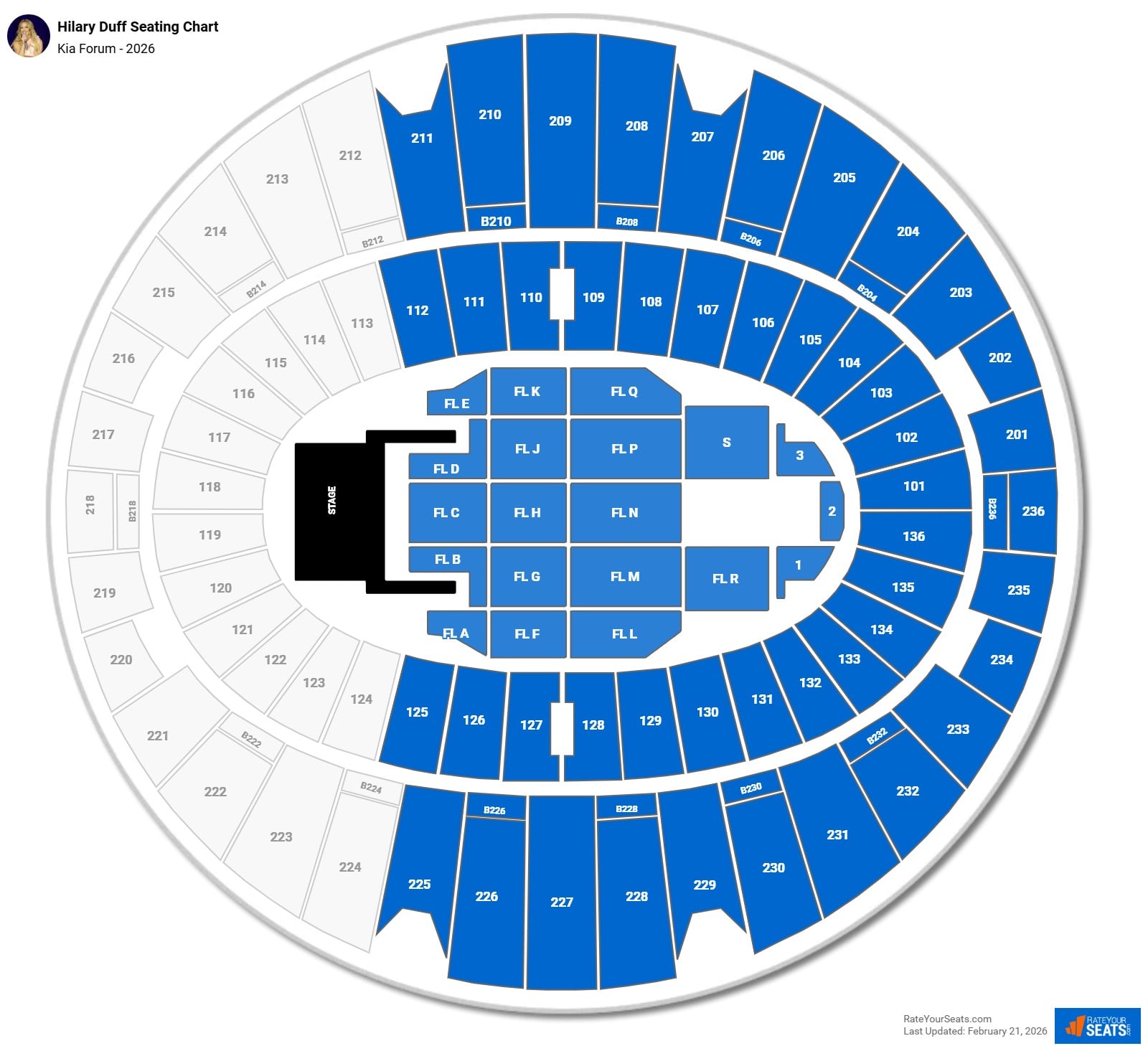 Hilary Duff seating chart Kia Forum