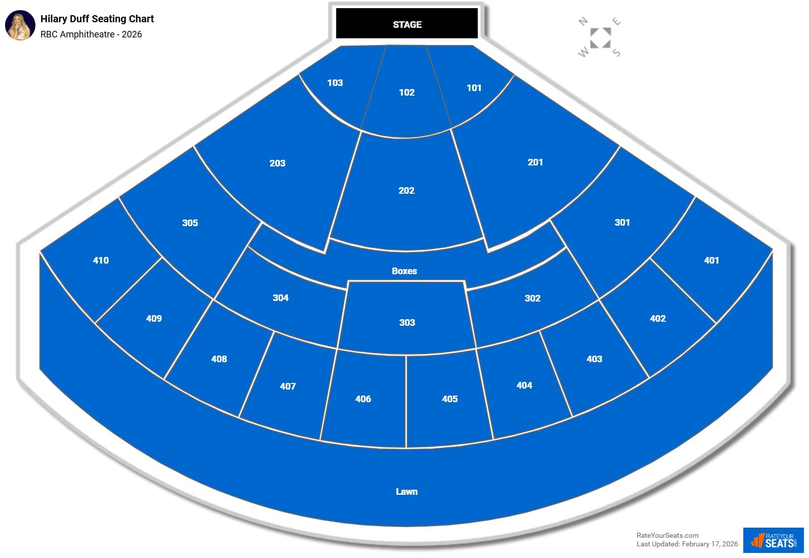 Hilary Duff seating chart RBC Amphitheatre