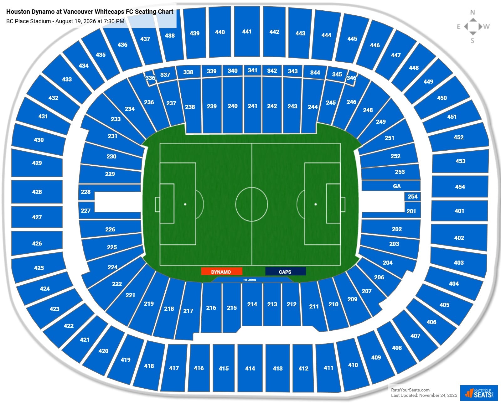 Houston Dynamo at Vancouver Whitecaps FC seating chart BC Place Stadium