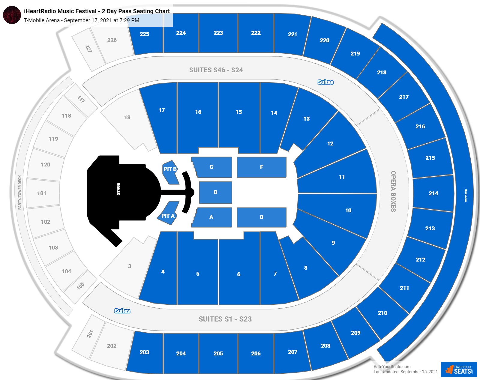 T-Mobile Arena Seating Charts for Concerts - RateYourSeats.com