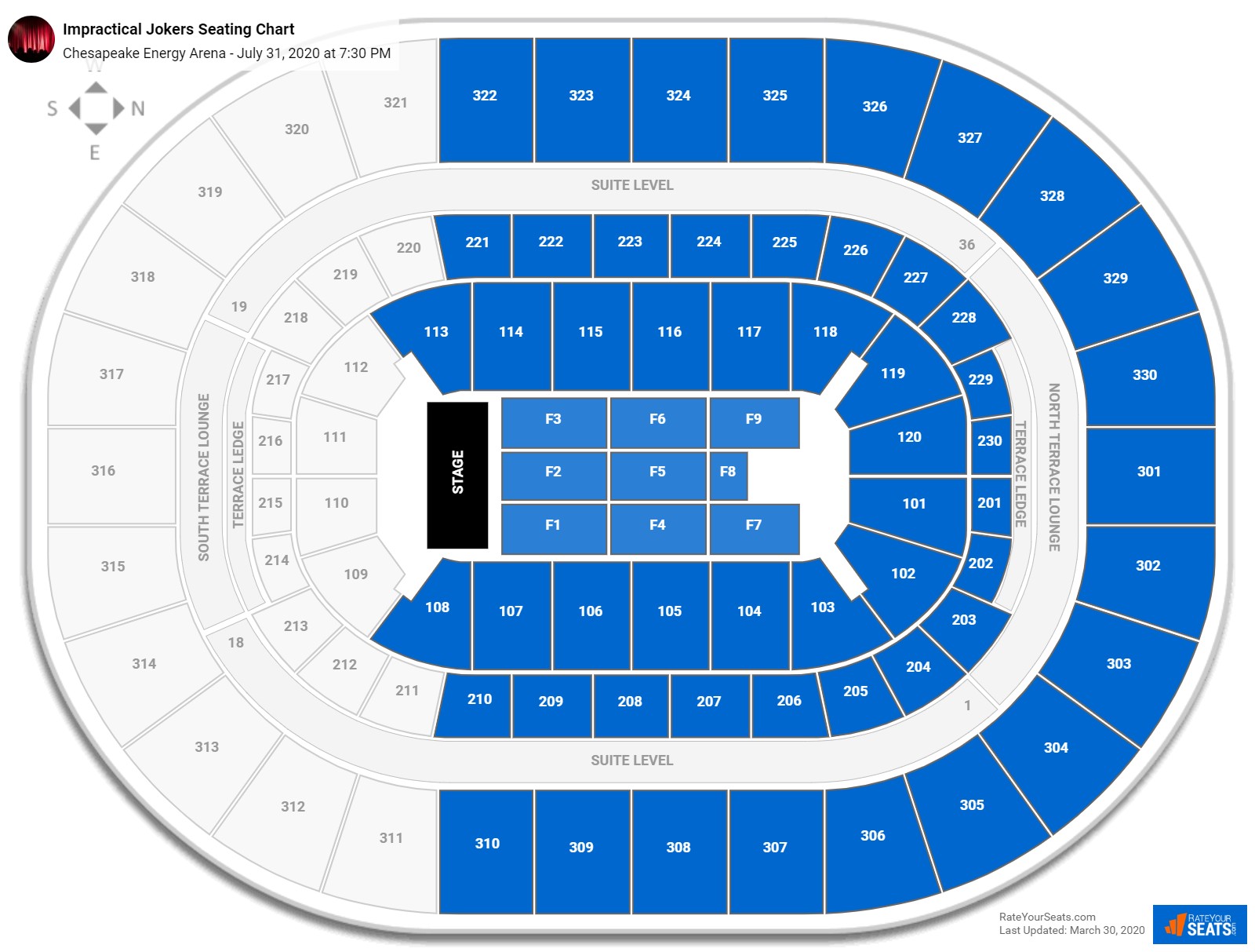 Chesapeake Energy Arena Seating Charts for Concerts