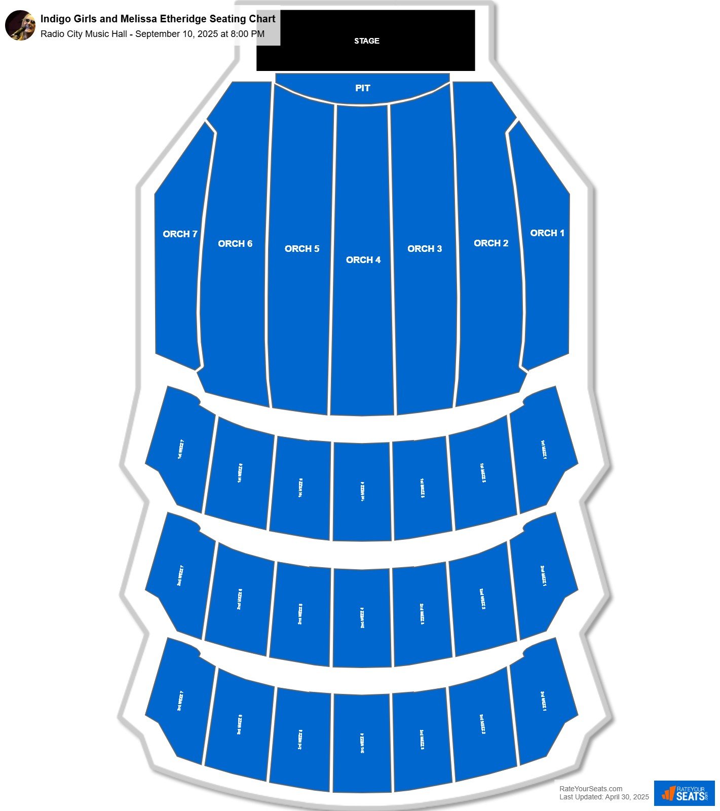 Melissa Etheridge and Indigo Girls seating chart Radio City Music Hall