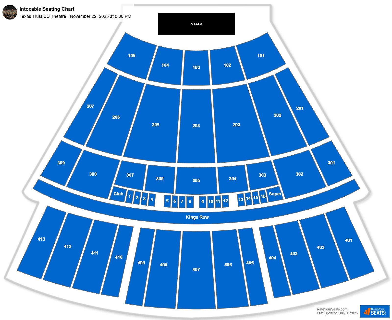 Intocable seating chart Texas Trust CU Theatre