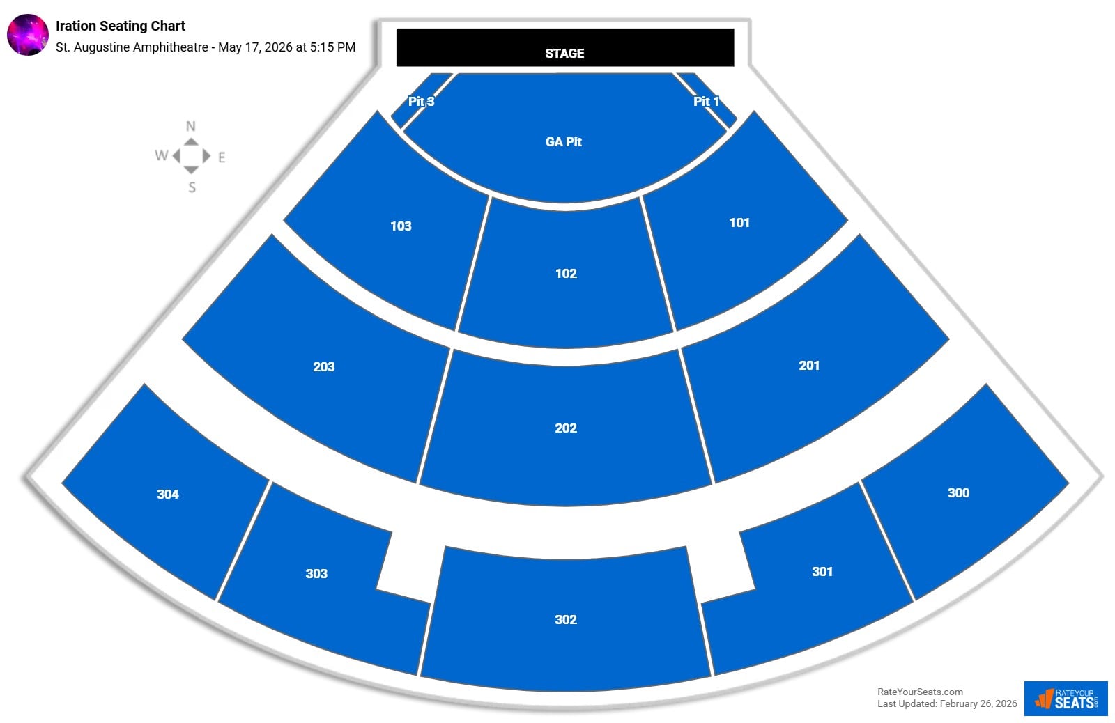 Iration seating chart St. Augustine Amphitheatre