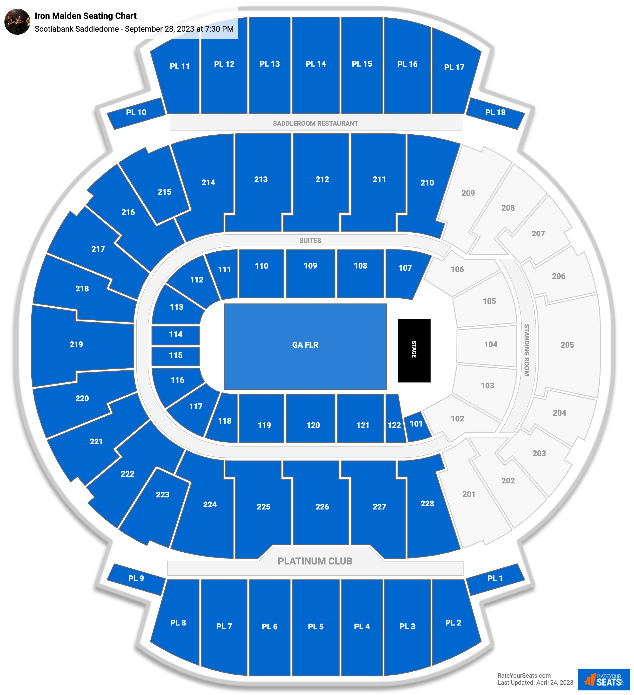 Scotiabank Saddledome Concert Seating Chart - RateYourSeats.com