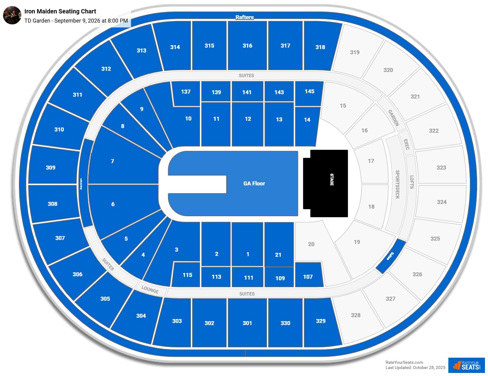 Iron Maiden seating chart TD Garden