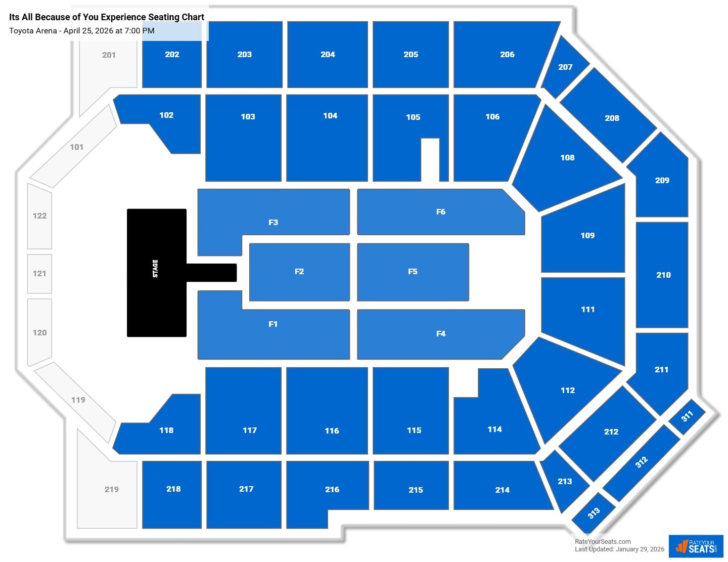 Its All Because of You Experience seating chart Toyota Arena