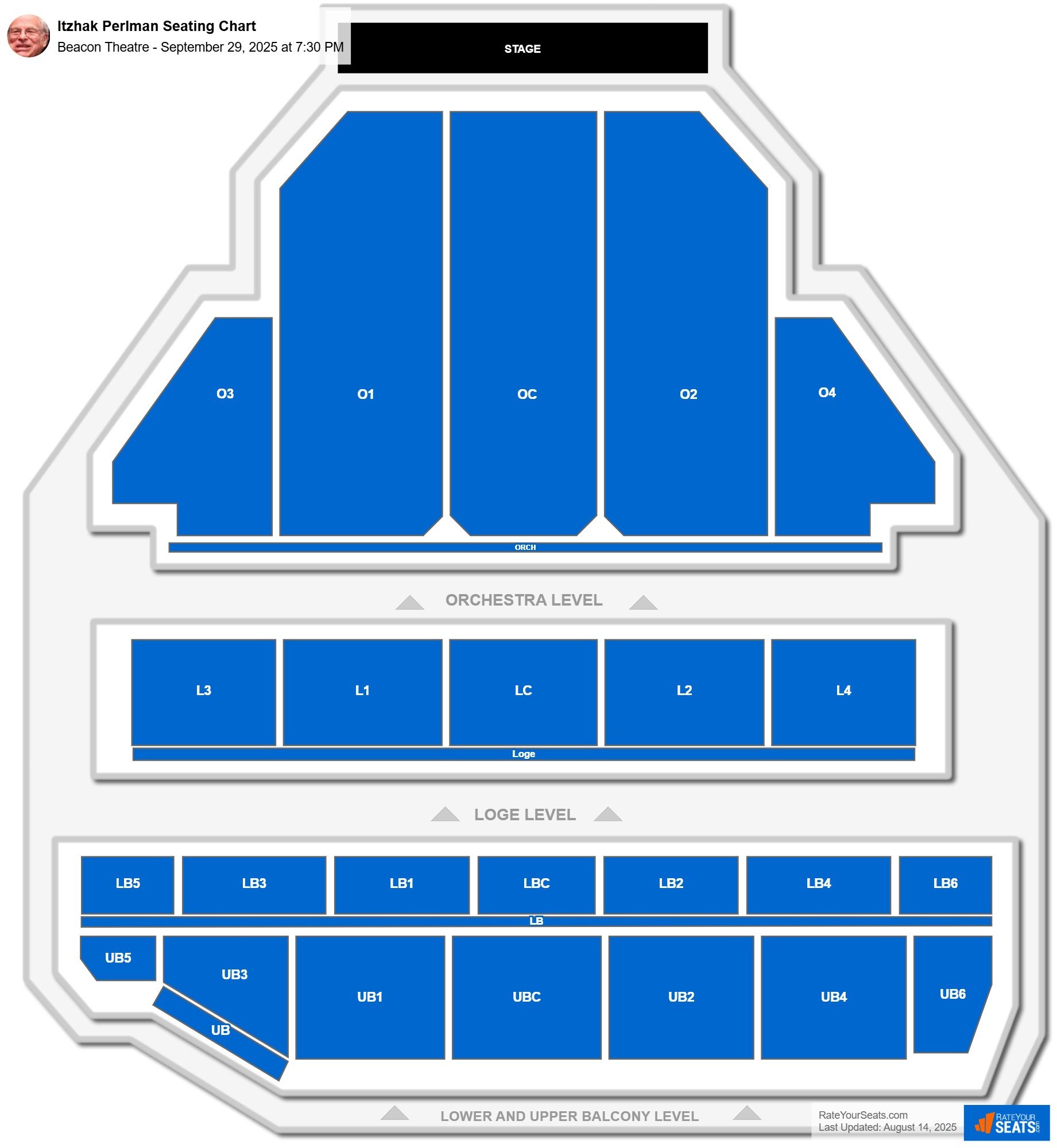Itzhak Perlman seating chart Beacon Theatre