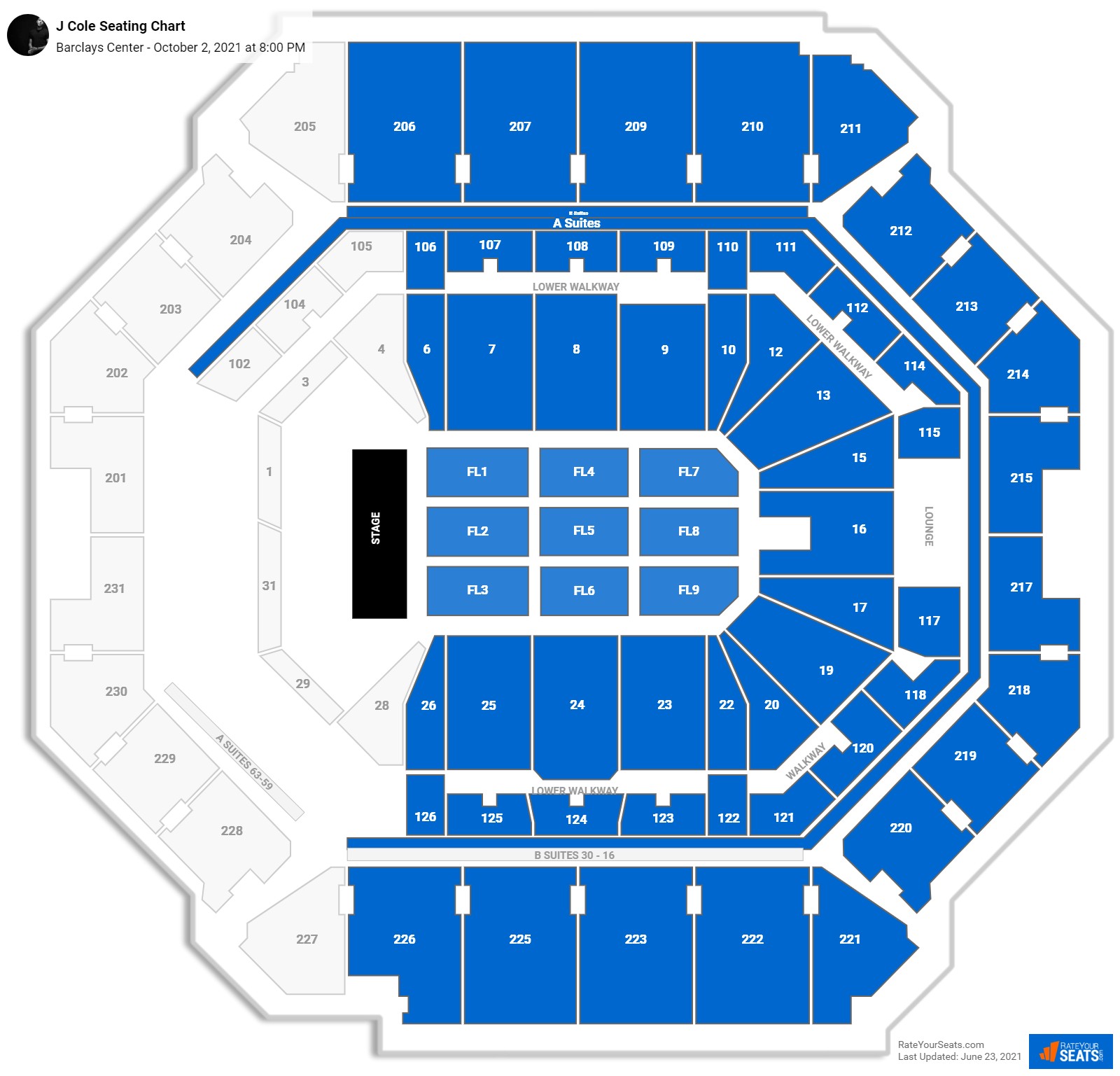 J Cole seating chart Barclays Center