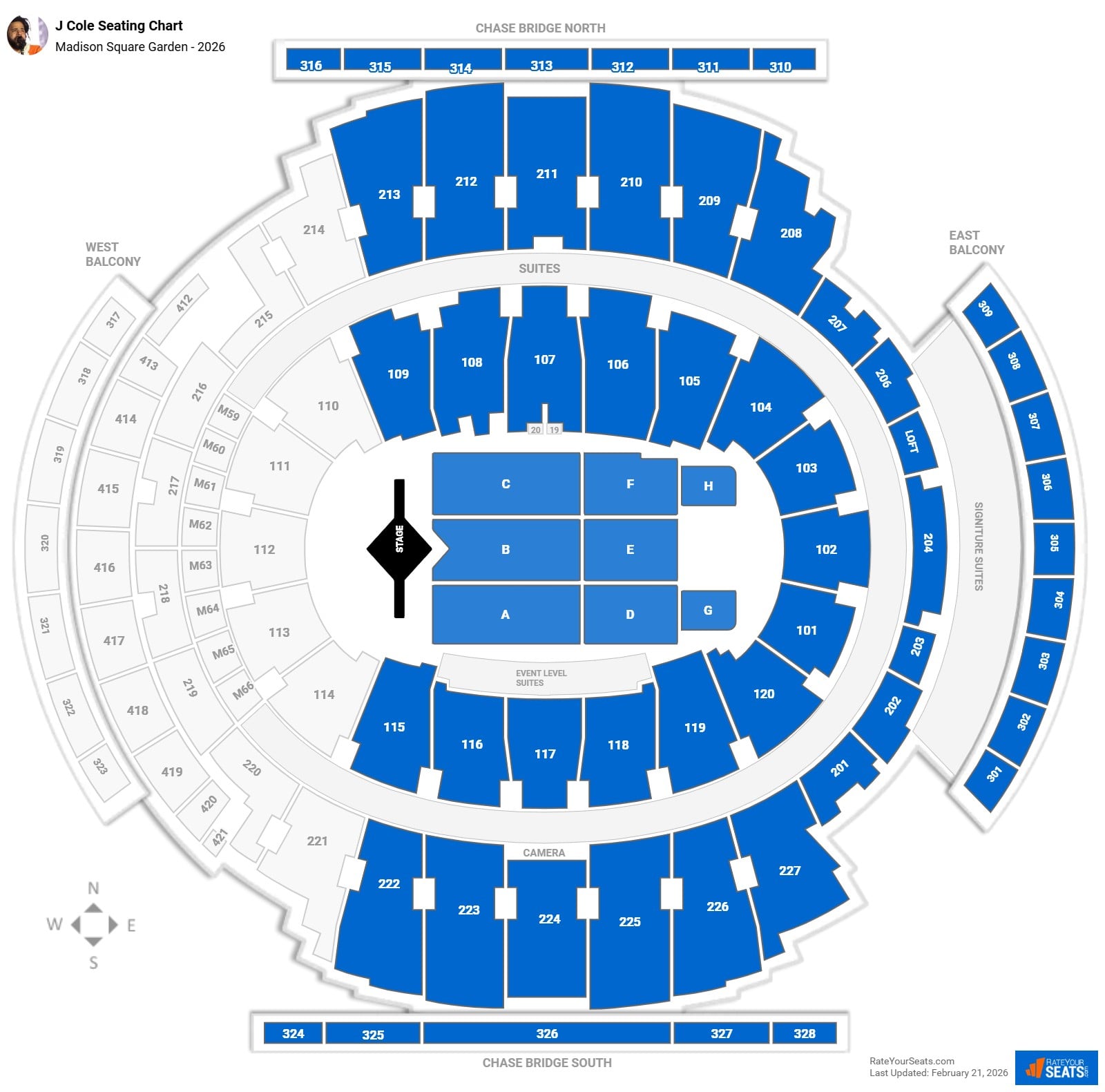 J Cole seating chart Madison Square Garden