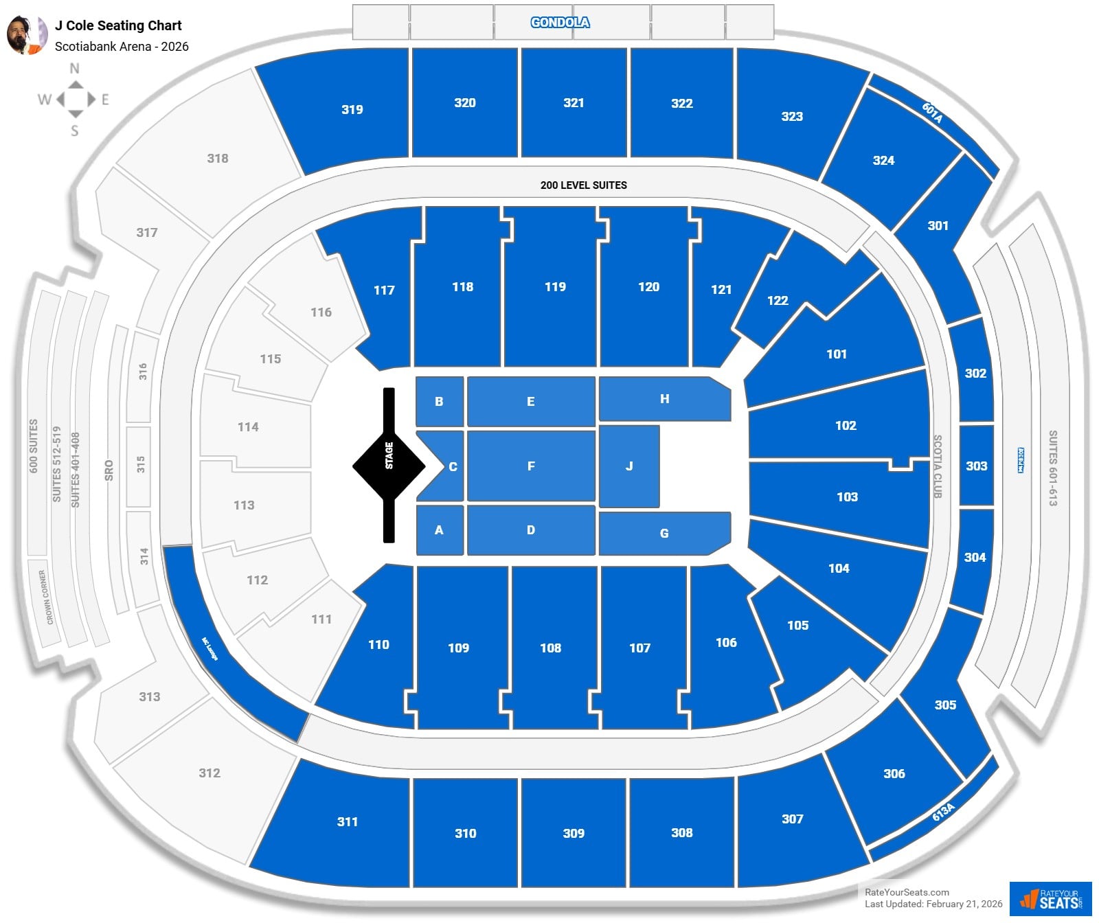 J Cole seating chart Scotiabank Arena