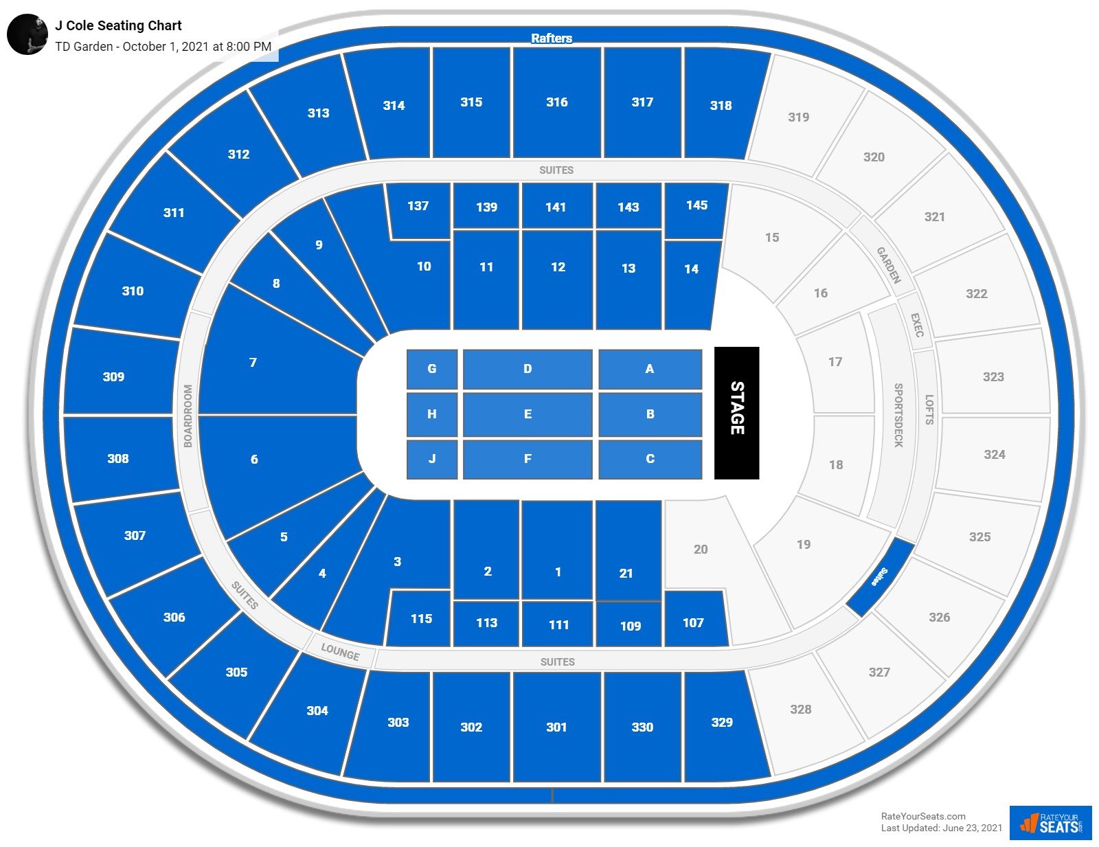 TD Garden Seating Charts for Concerts