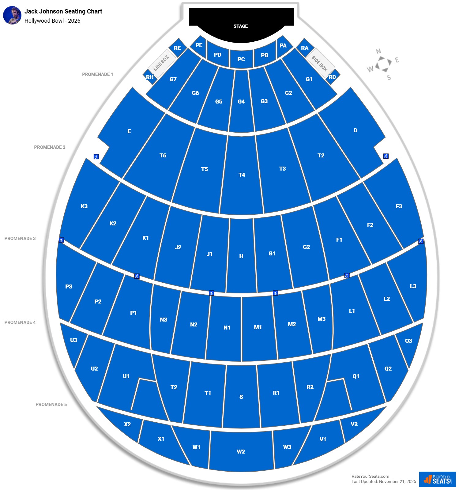 Jack Johnson seating chart Hollywood Bowl