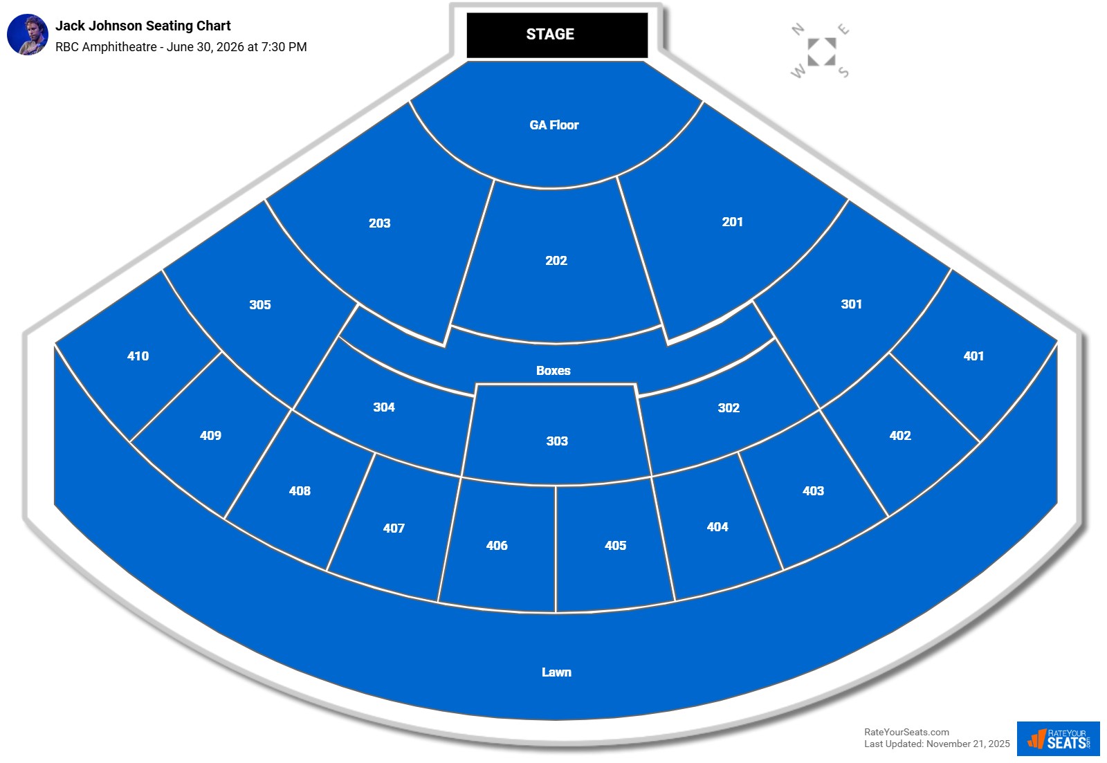 Jack Johnson seating chart RBC Amphitheatre