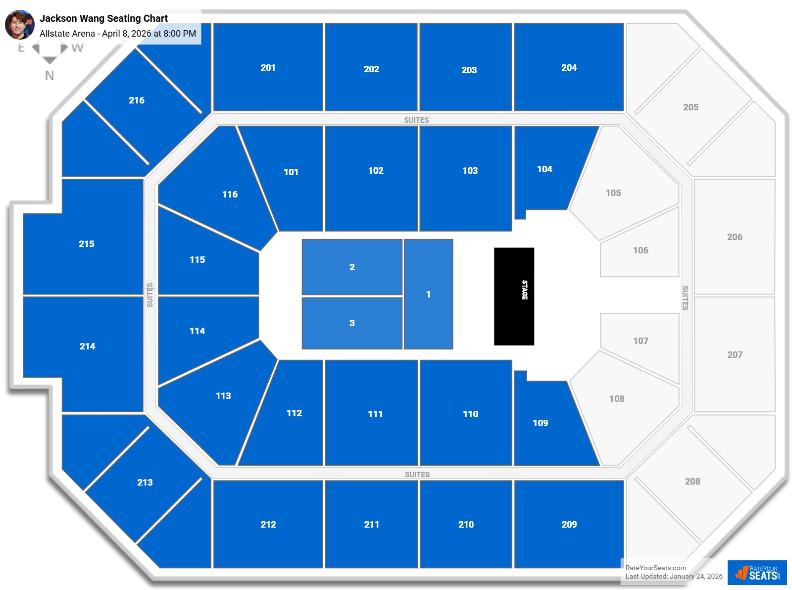 Jackson Wang seating chart Allstate Arena