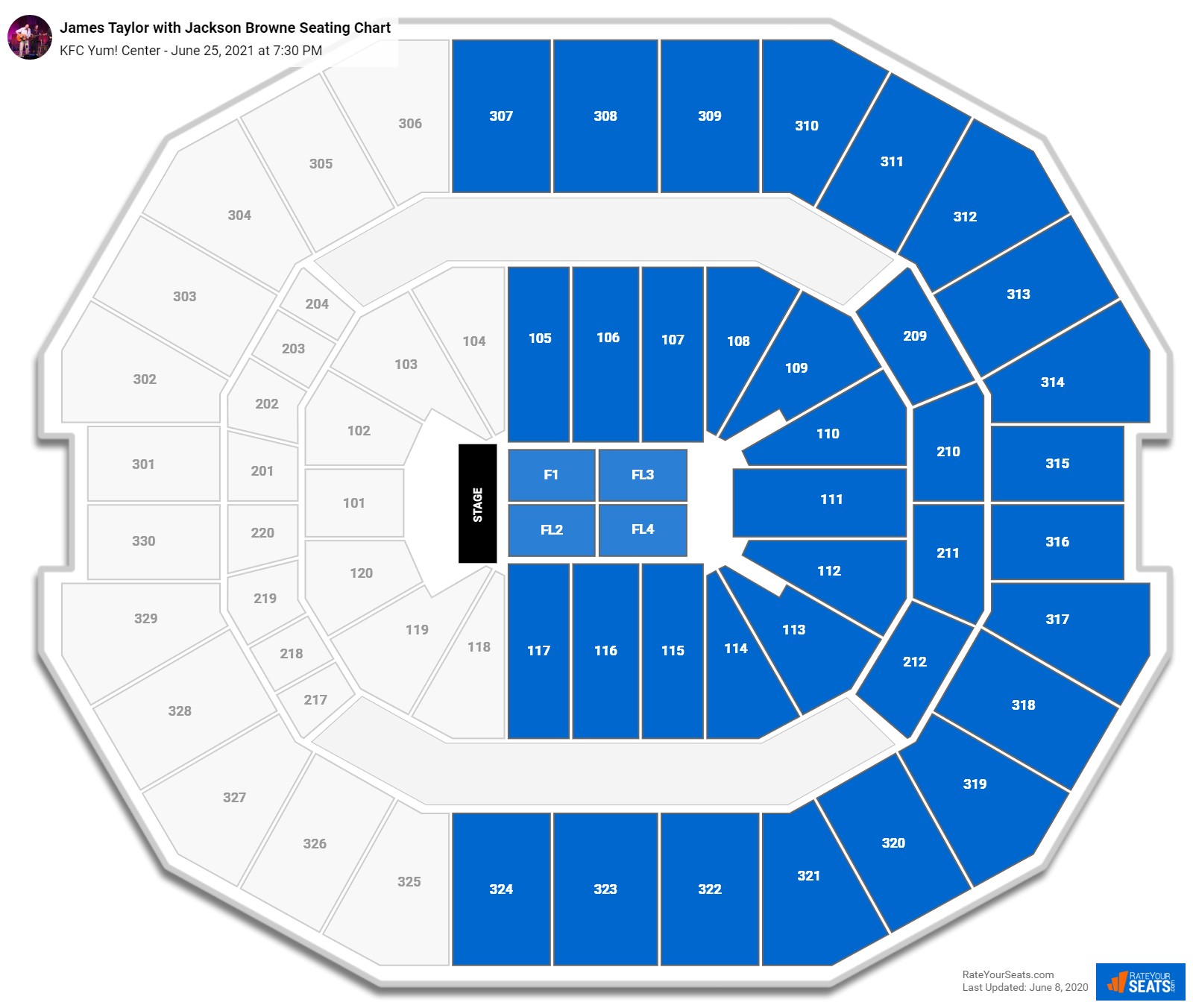 KFC Yum! Center Seating Charts for Concerts