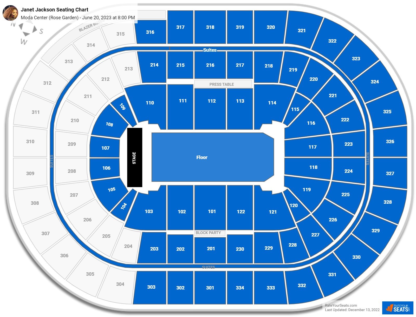 Moda Center Concert Seating Chart