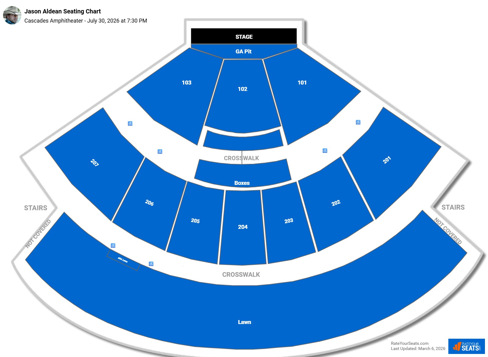 Jason Aldean seating chart Cascades Amphitheater