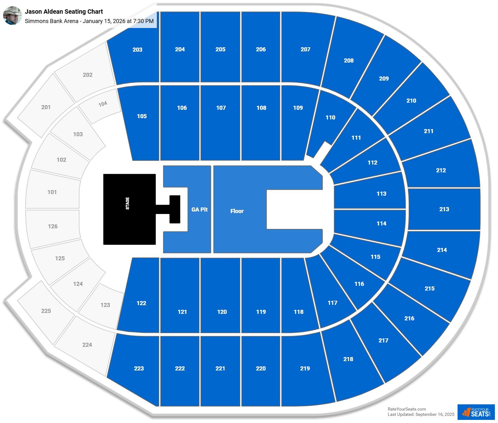 Jason Aldean seating chart Simmons Bank Arena