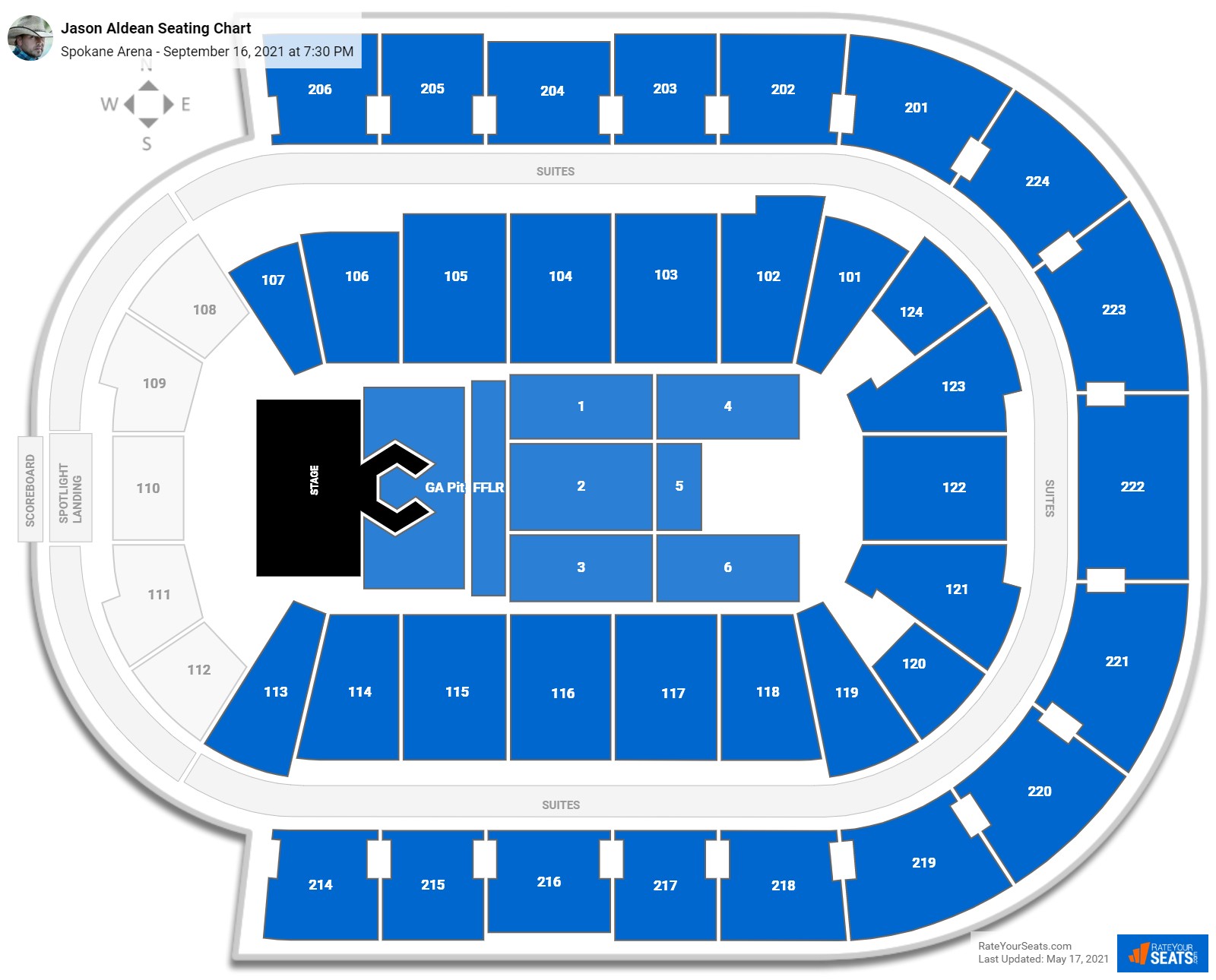 Jason Aldean seating chart Spokane Arena