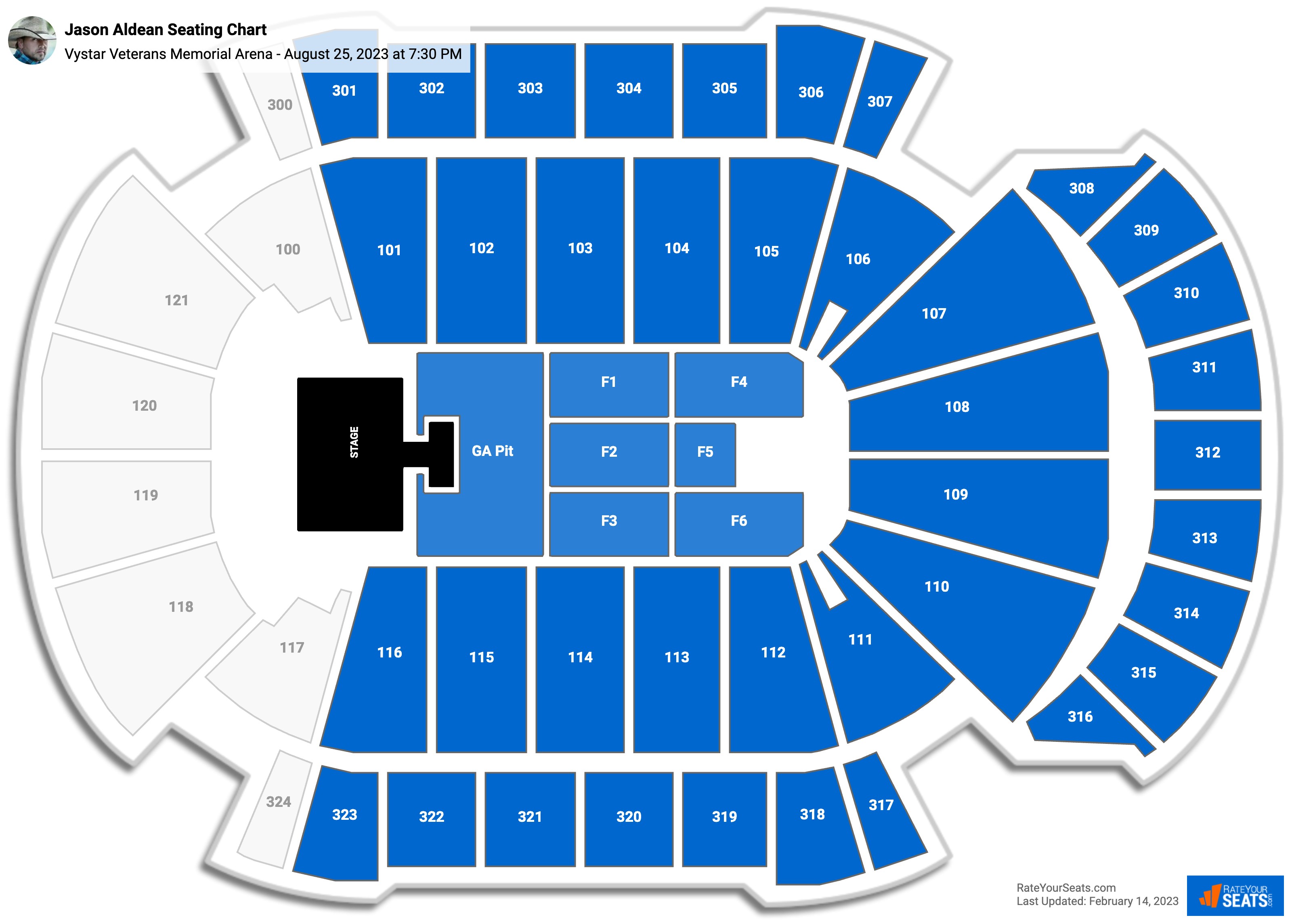 Vystar Veterans Memorial Arena Concert Seating Chart