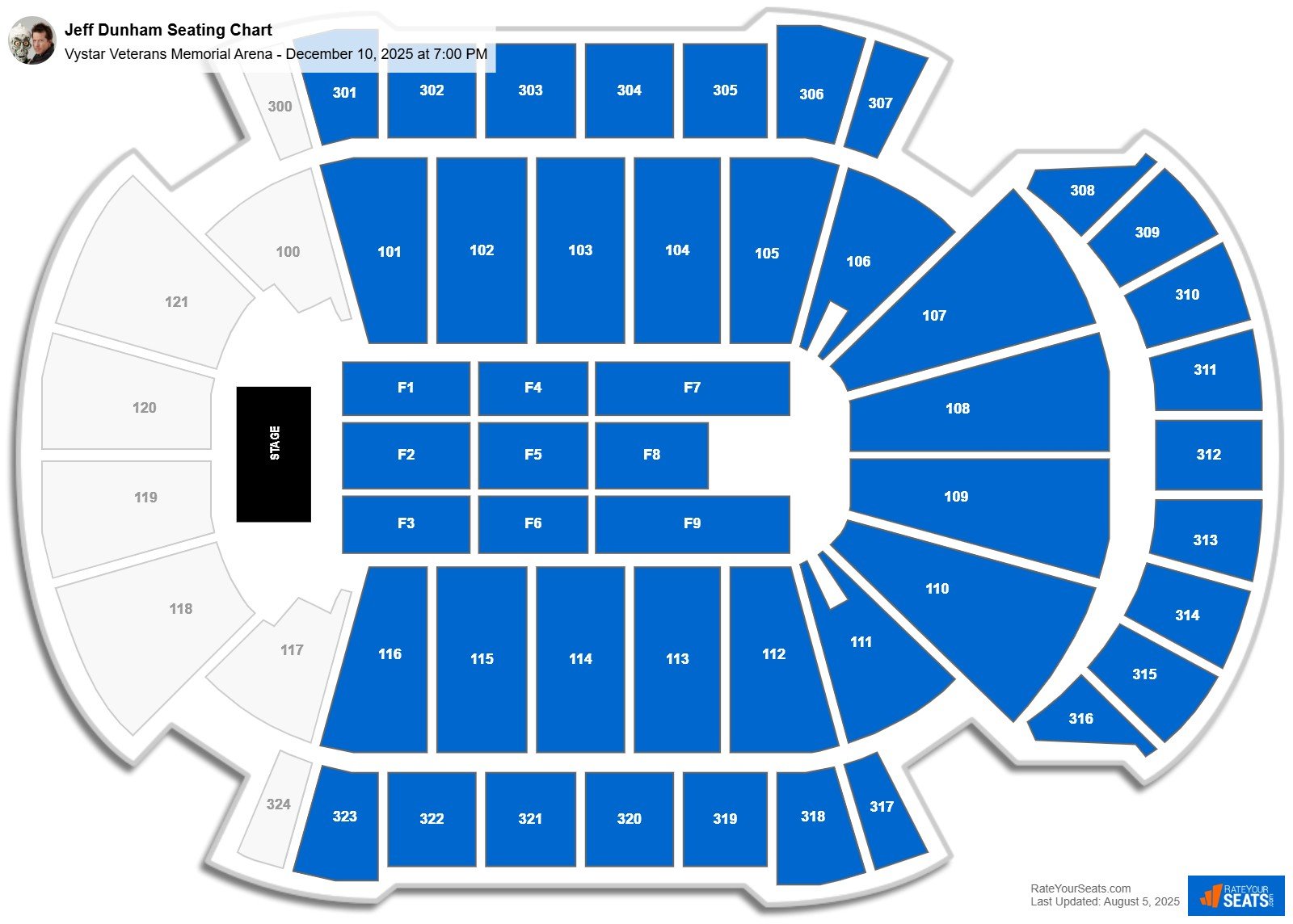 Jeff Dunham seating chart Vystar Veterans Memorial Arena