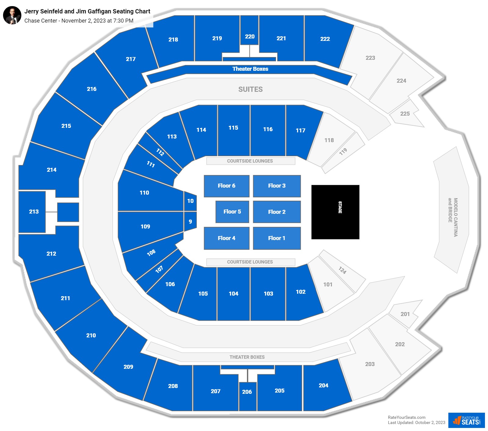 Chase Center Concert Seating Chart - RateYourSeats.com