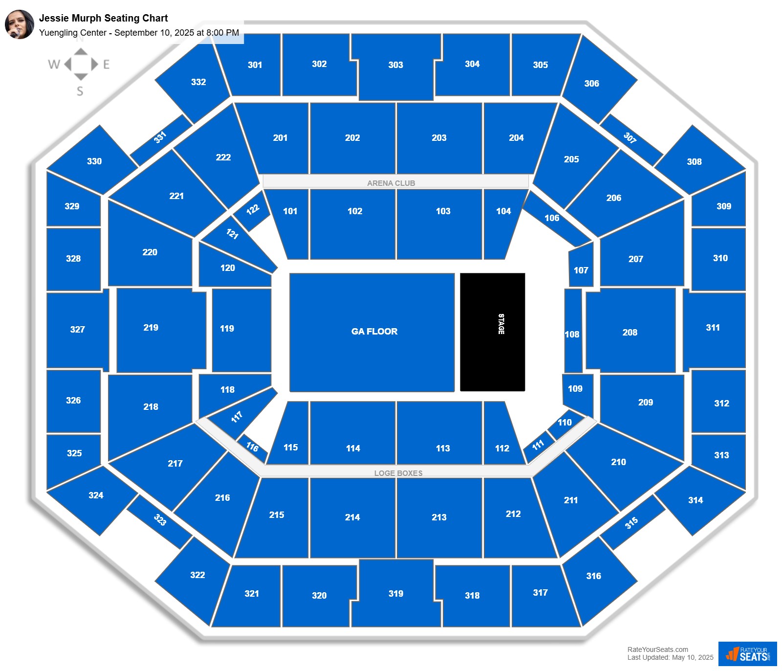 Jessie Murph seating chart Yuengling Center