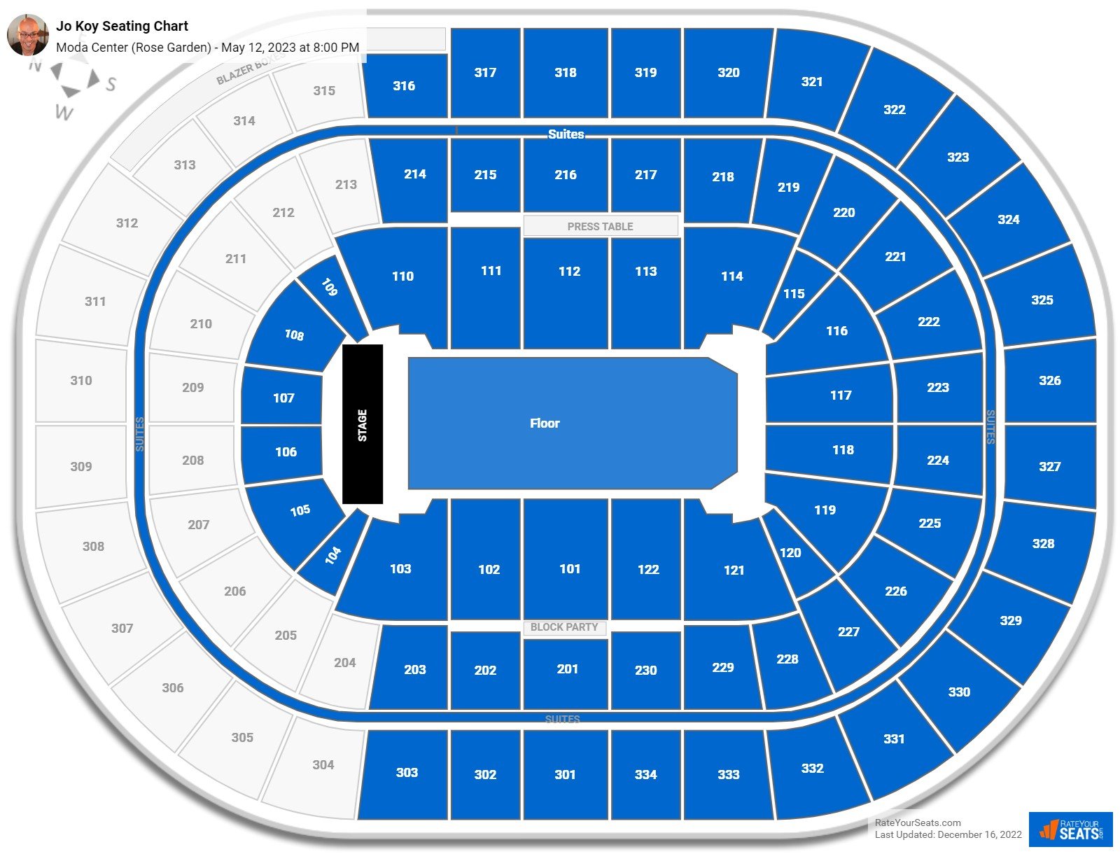 Moda Center Concert Seating Chart - RateYourSeats.com