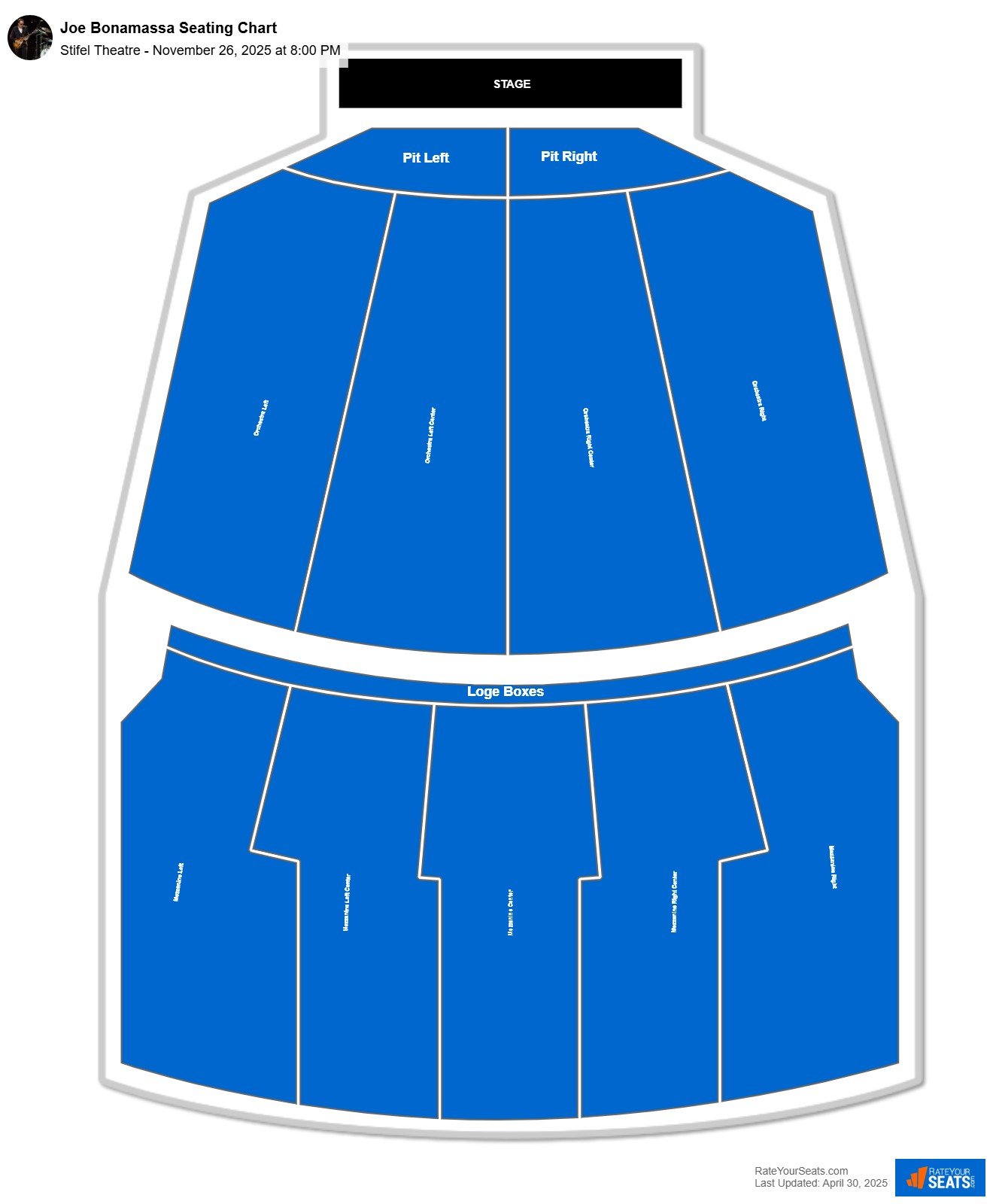 Joe Bonamassa seating chart Stifel Theatre