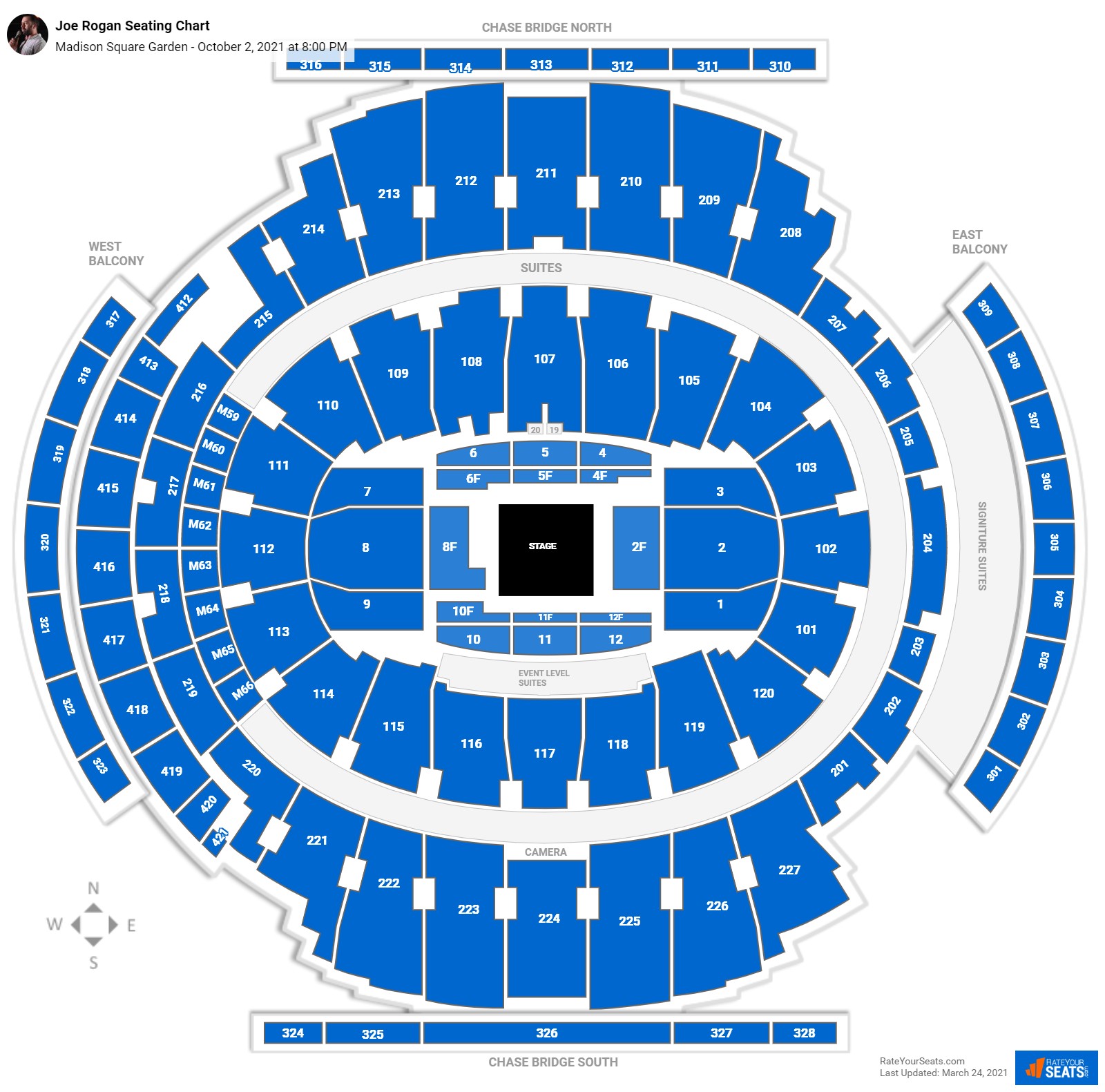 Joe Rogan seating chart Madison Square Garden