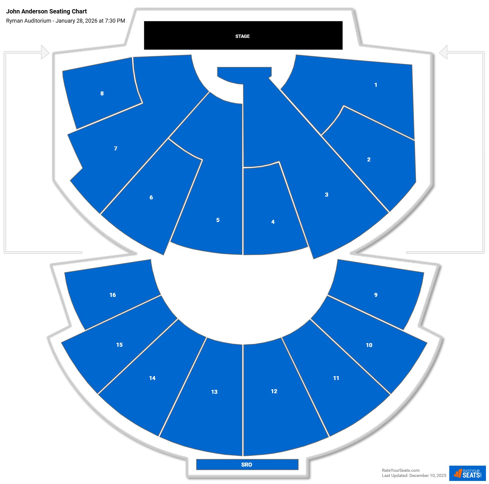 John Anderson seating chart Ryman Auditorium