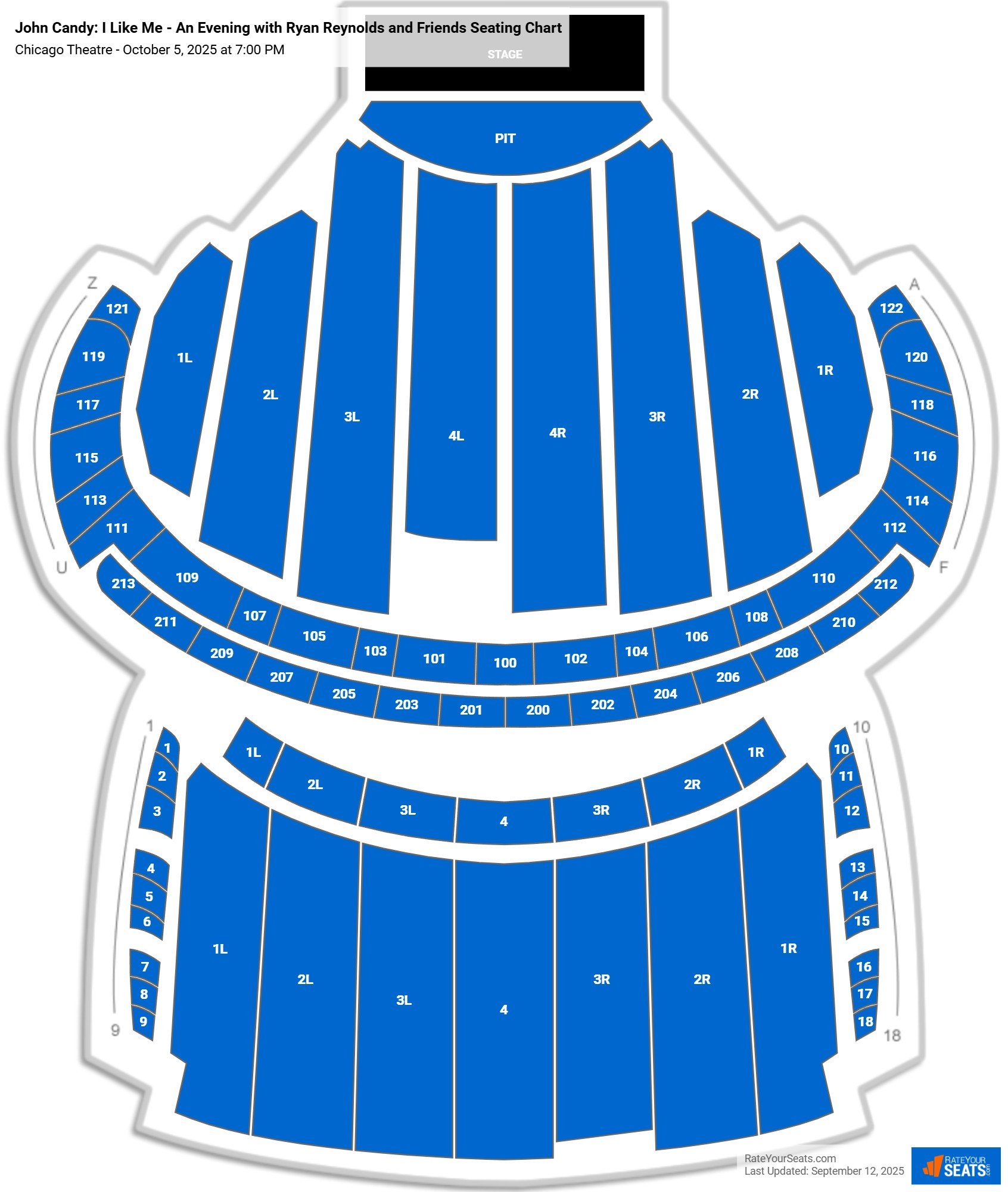 John Candy: I Like Me - An Evening with Ryan Reynolds and Friends seating chart Chicago Theatre