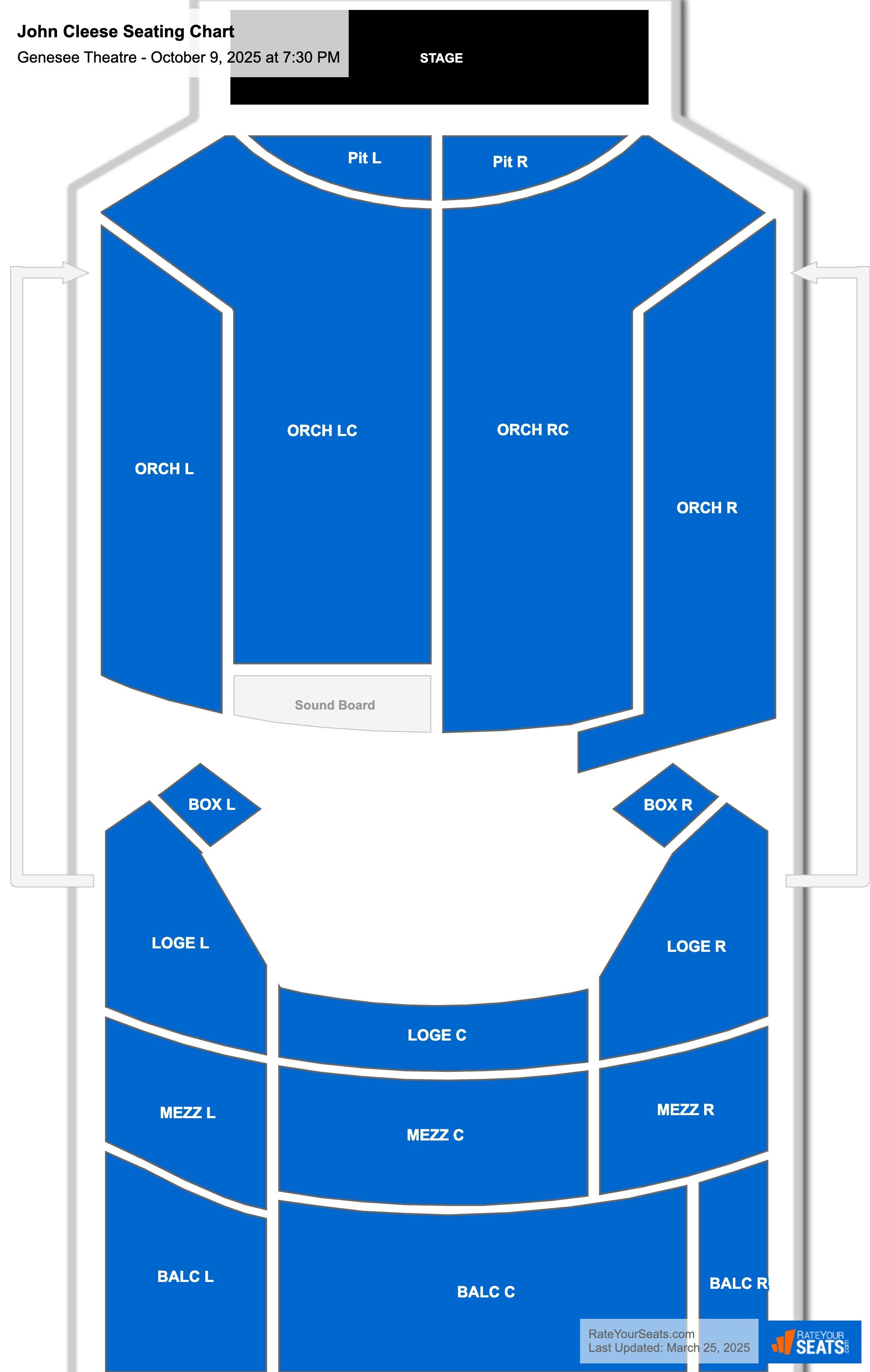 John Cleese seating chart Genesee Theatre