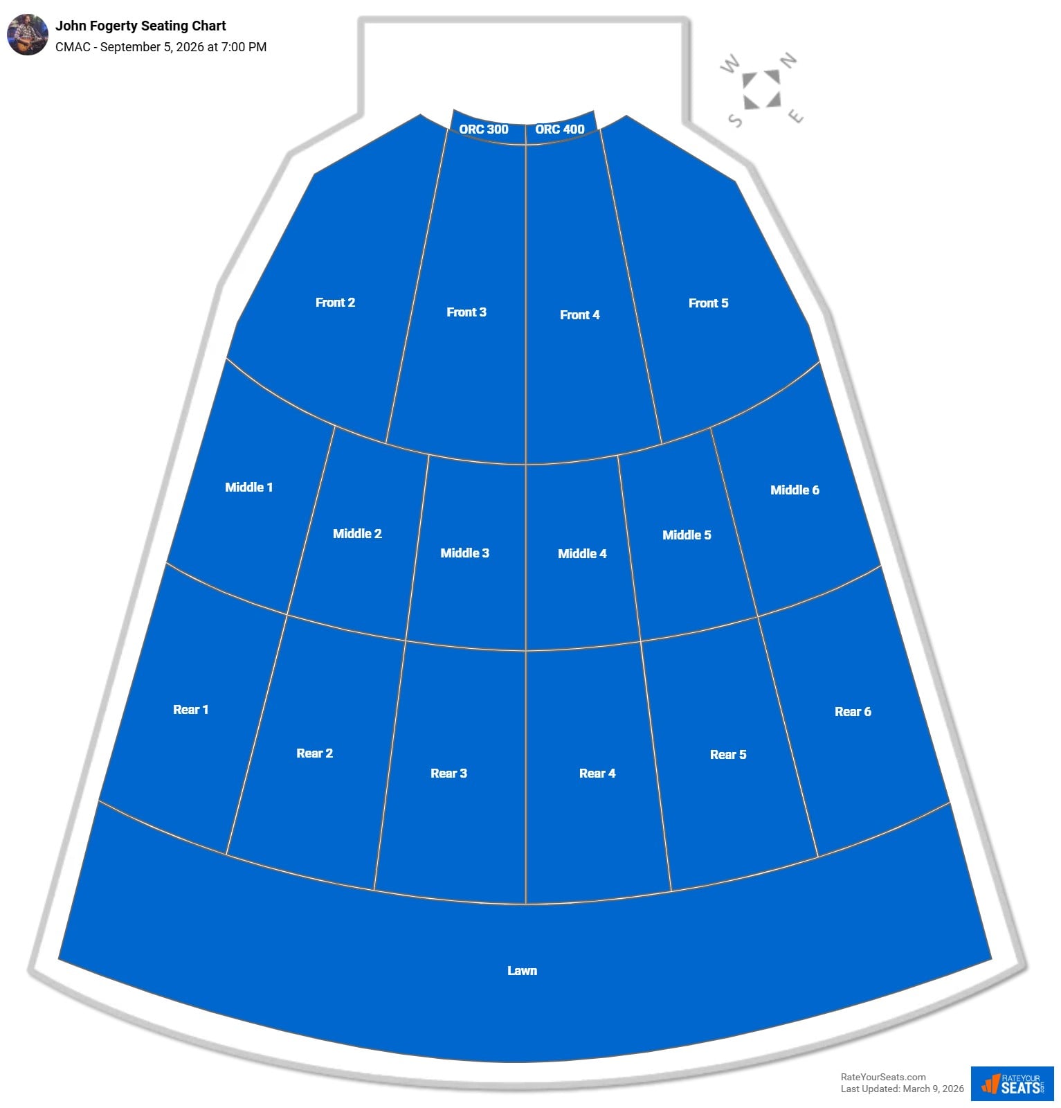 John Fogerty seating chart CMAC (Marvin Sands Performing Arts Center)