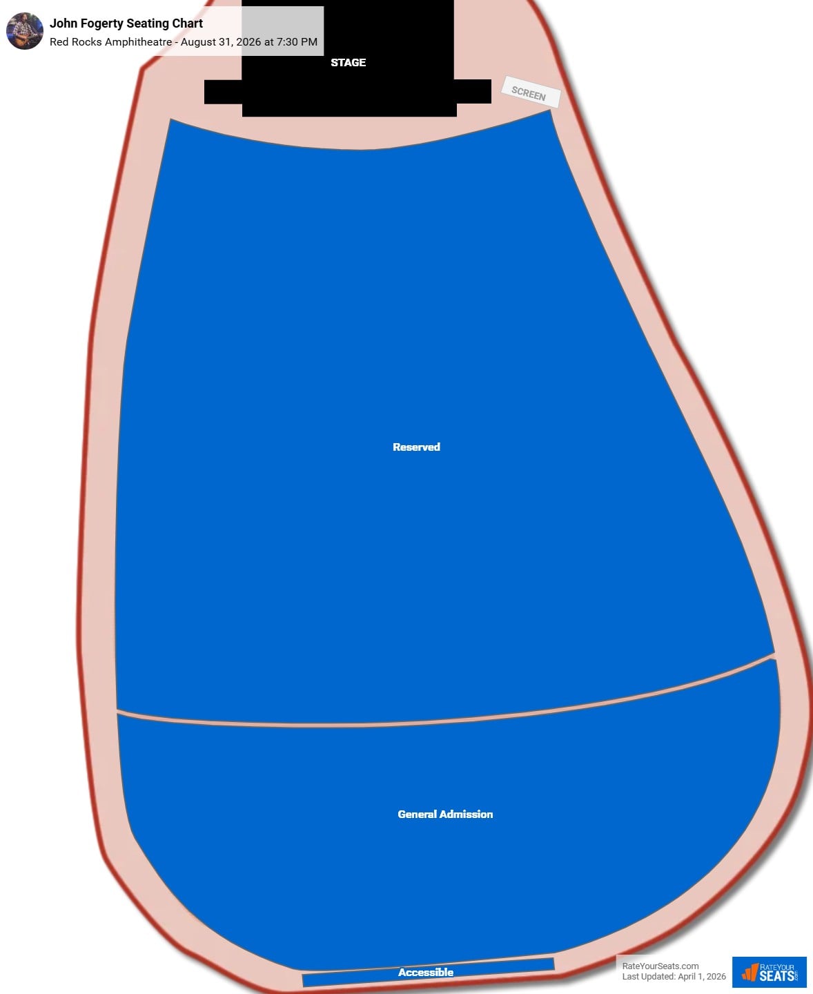 John Fogerty seating chart Red Rocks Amphitheatre