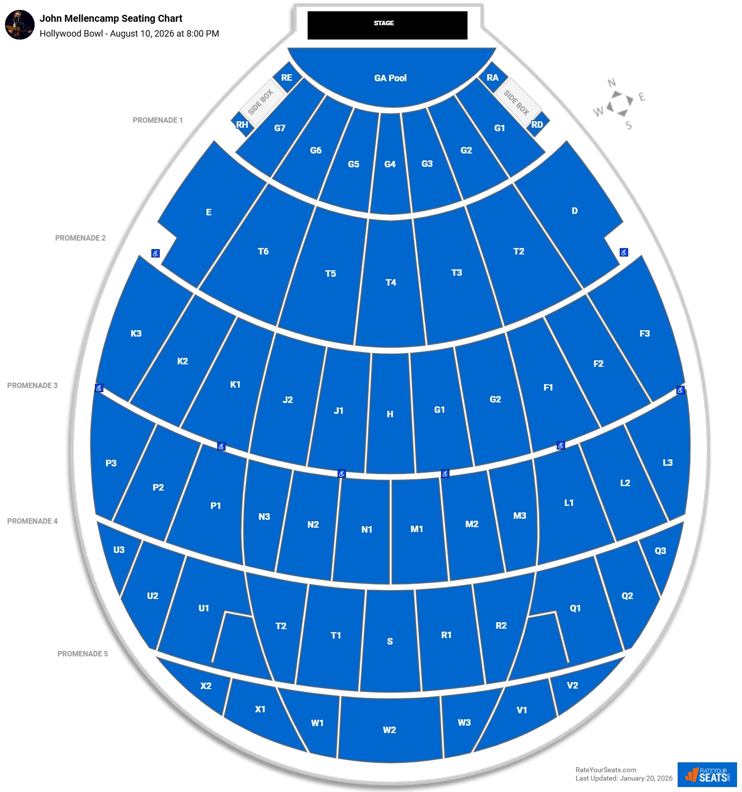 John Mellencamp seating chart Hollywood Bowl