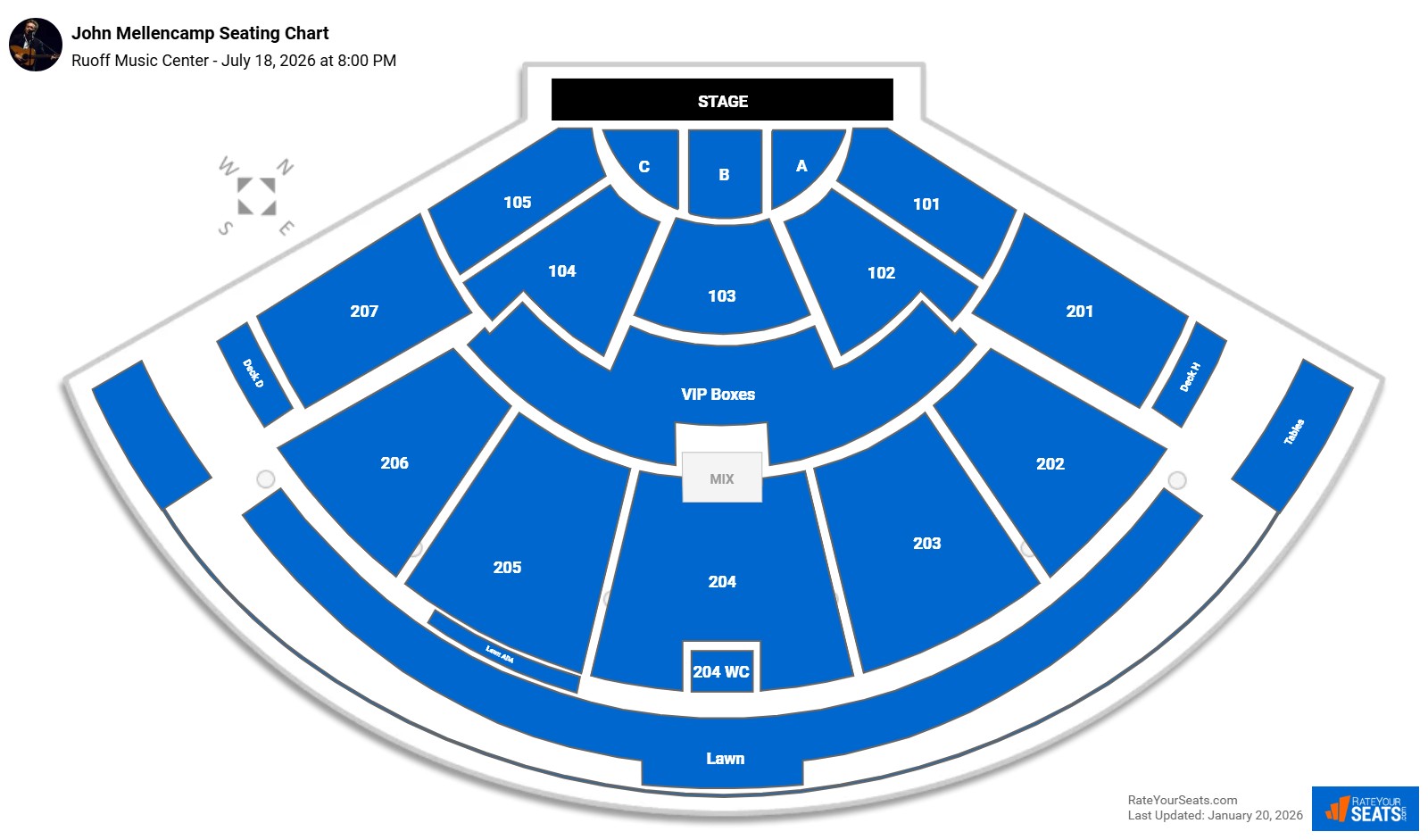 John Mellencamp seating chart Ruoff Music Center