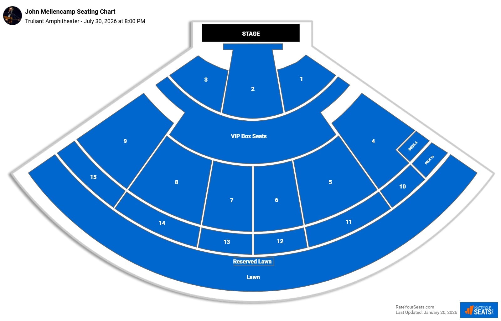 John Mellencamp seating chart Truliant Amphitheater