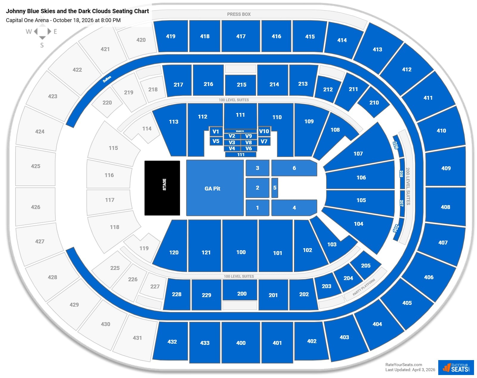 Johnny Blue Skies and the Dark Clouds seating chart Capital One Arena
