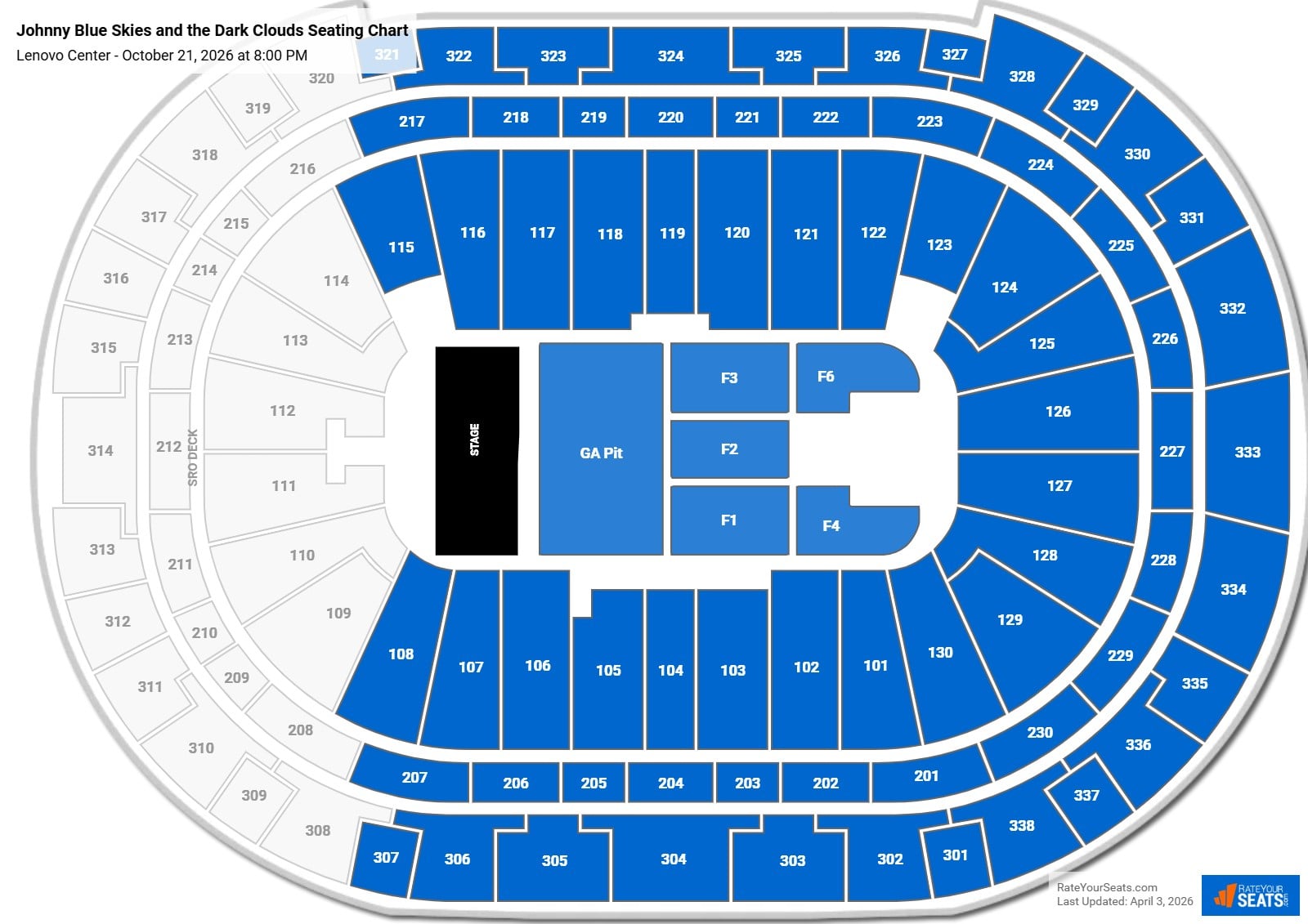 Johnny Blue Skies and the Dark Clouds seating chart Lenovo Center
