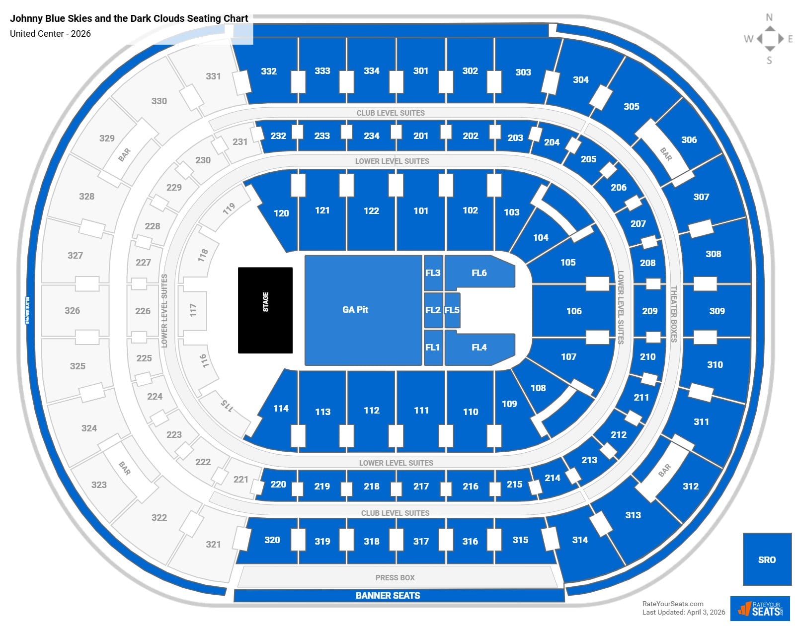 Johnny Blue Skies and the Dark Clouds seating chart United Center