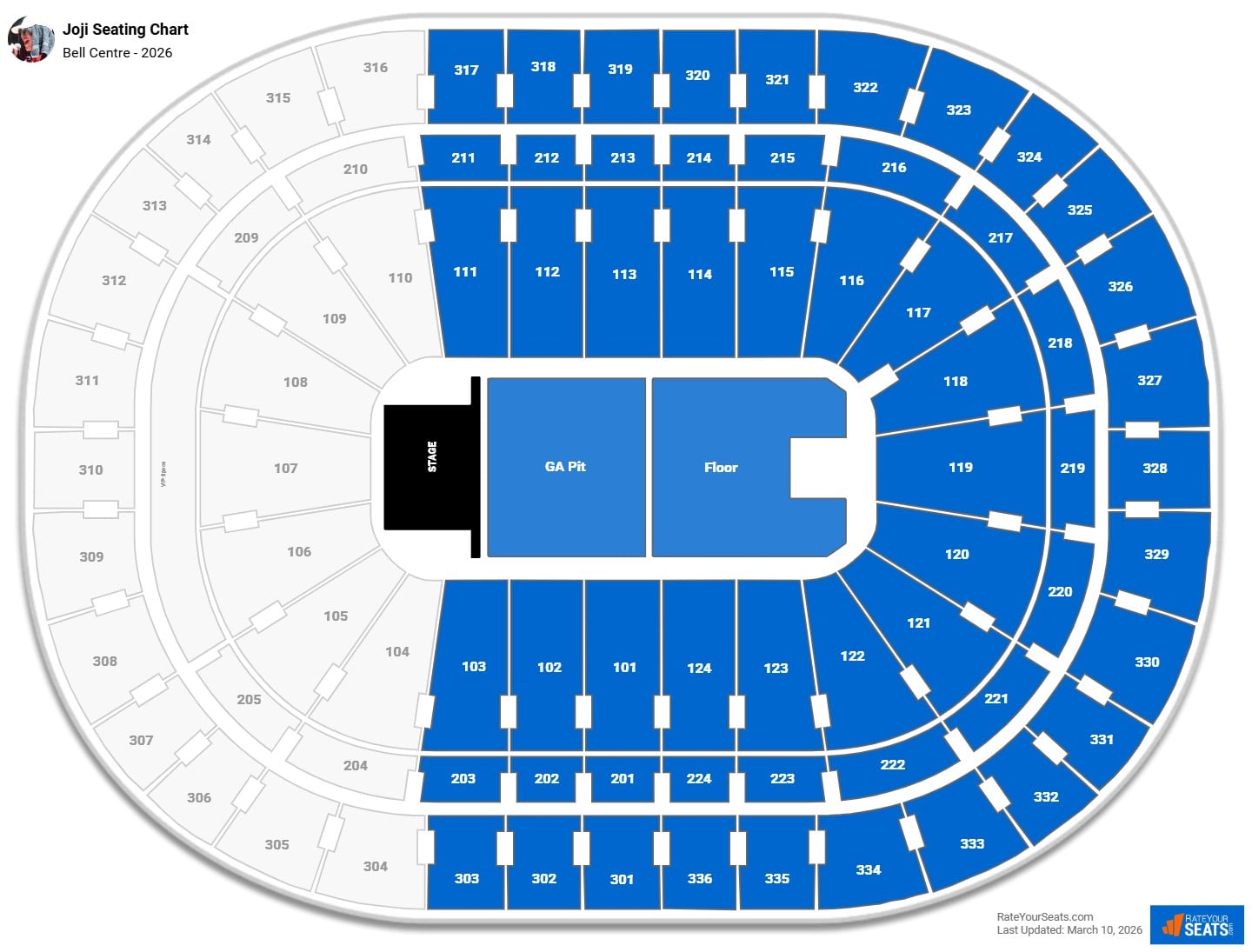 Joji seating chart Bell Centre