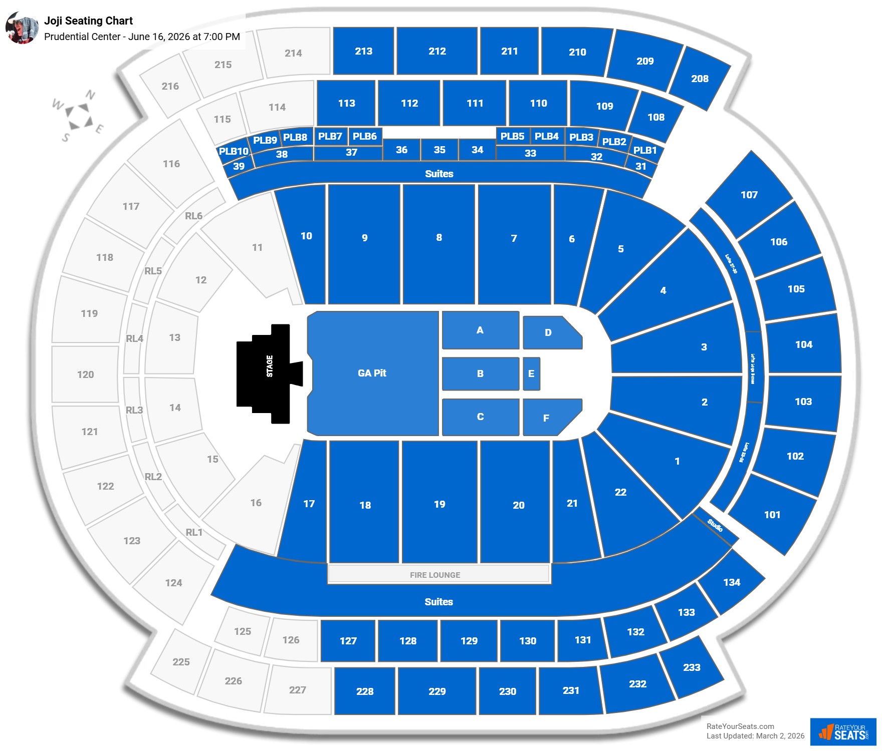 Joji seating chart Prudential Center