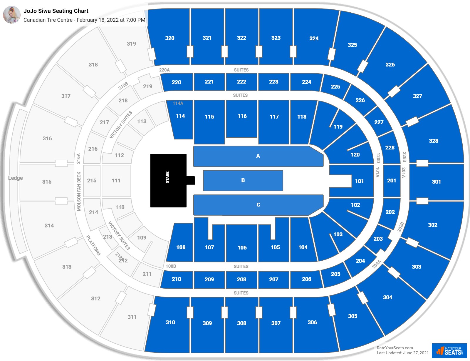 Canadian Tire Centre Seating Charts for Concerts - RateYourSeats.com