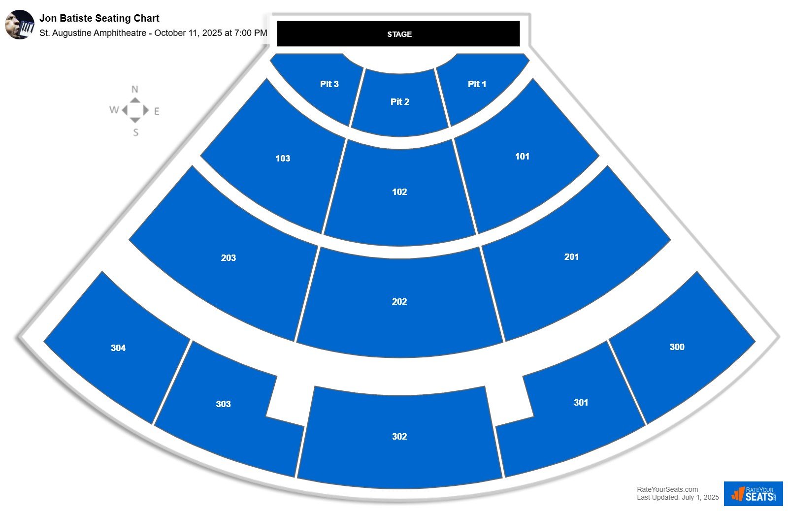 Jon Batiste seating chart St. Augustine Amphitheatre