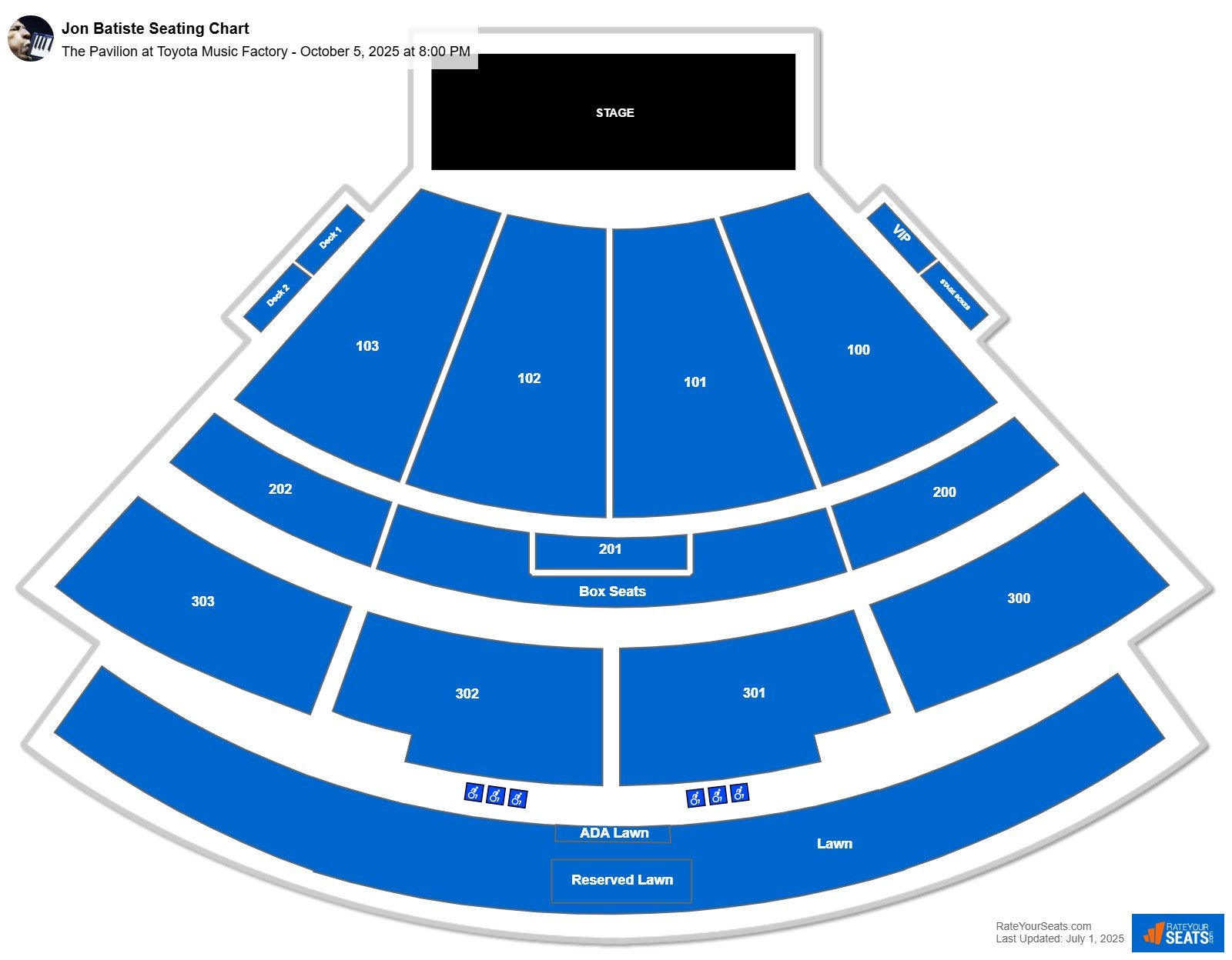 Jon Batiste seating chart The Pavilion at Toyota Music Factory
