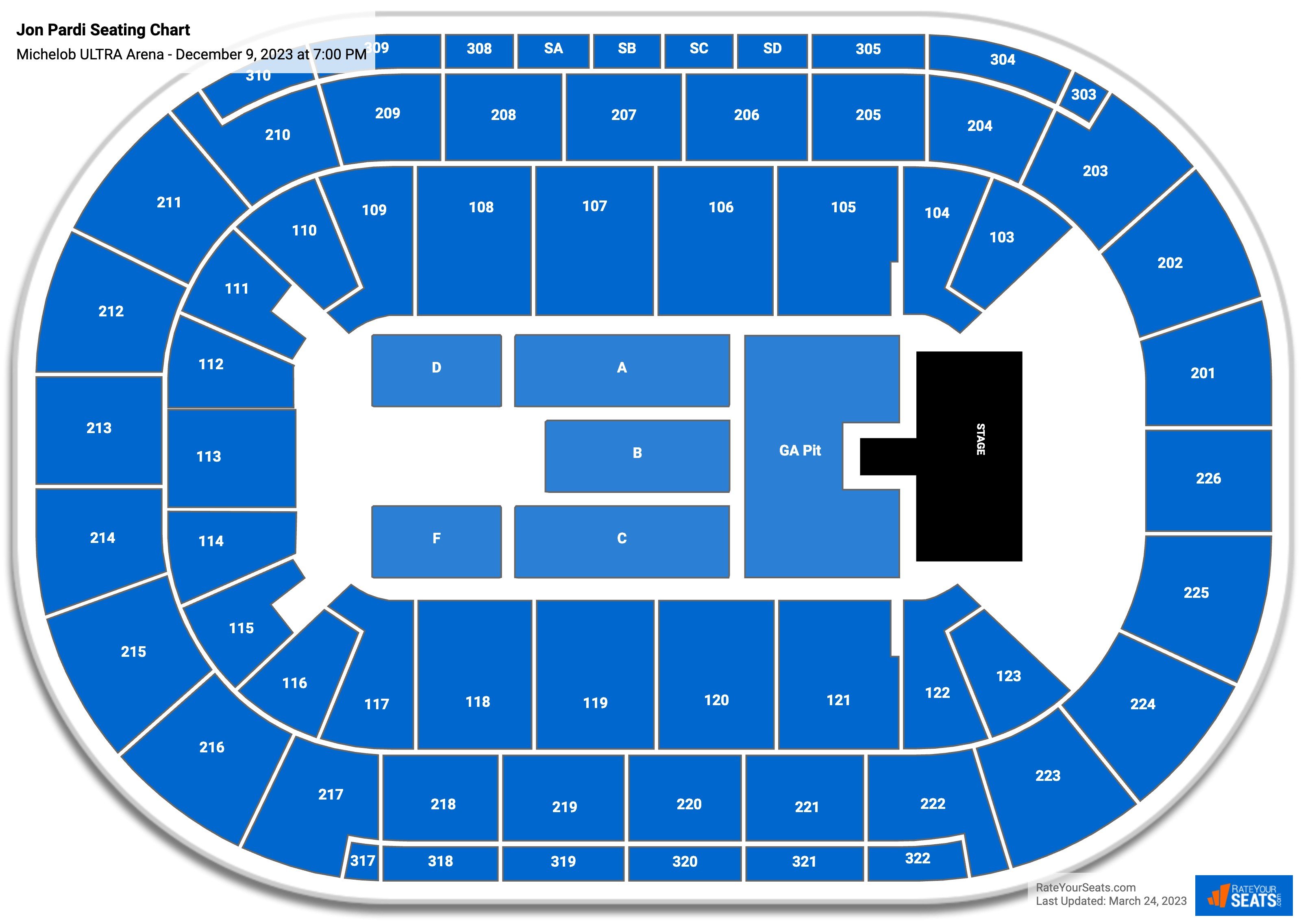 Michelob ULTRA Arena Concert Seating Chart