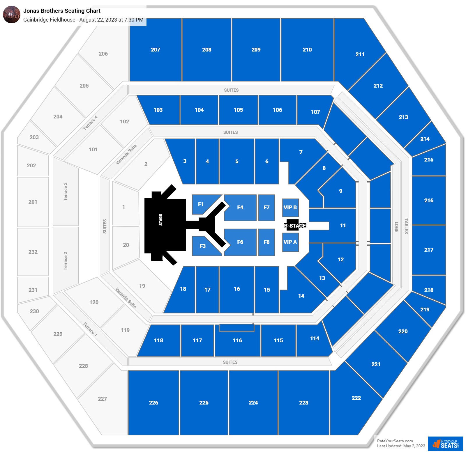 Gainbridge Fieldhouse Concert Seating Chart